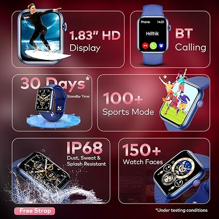 ساعة ذكية موج ماكس smart watch  - ازرق
