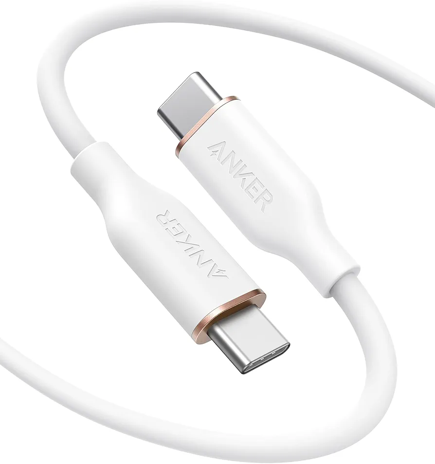 سلك شاحن انكر باورلاين فلو الجيل الثالث سيلكون من USB-C إلى تايب سي 90سم ابيض 