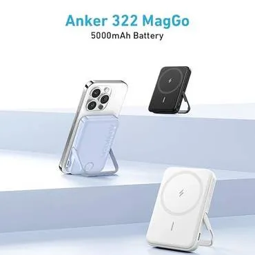 باور بنك أنكر المغناطيسي مع حامل - 5000mAh - أبيض
