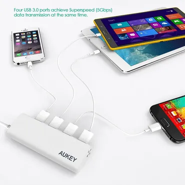 أوكي محول نقل بيانات 4 مخارج USB مع USB Type-C - فضي