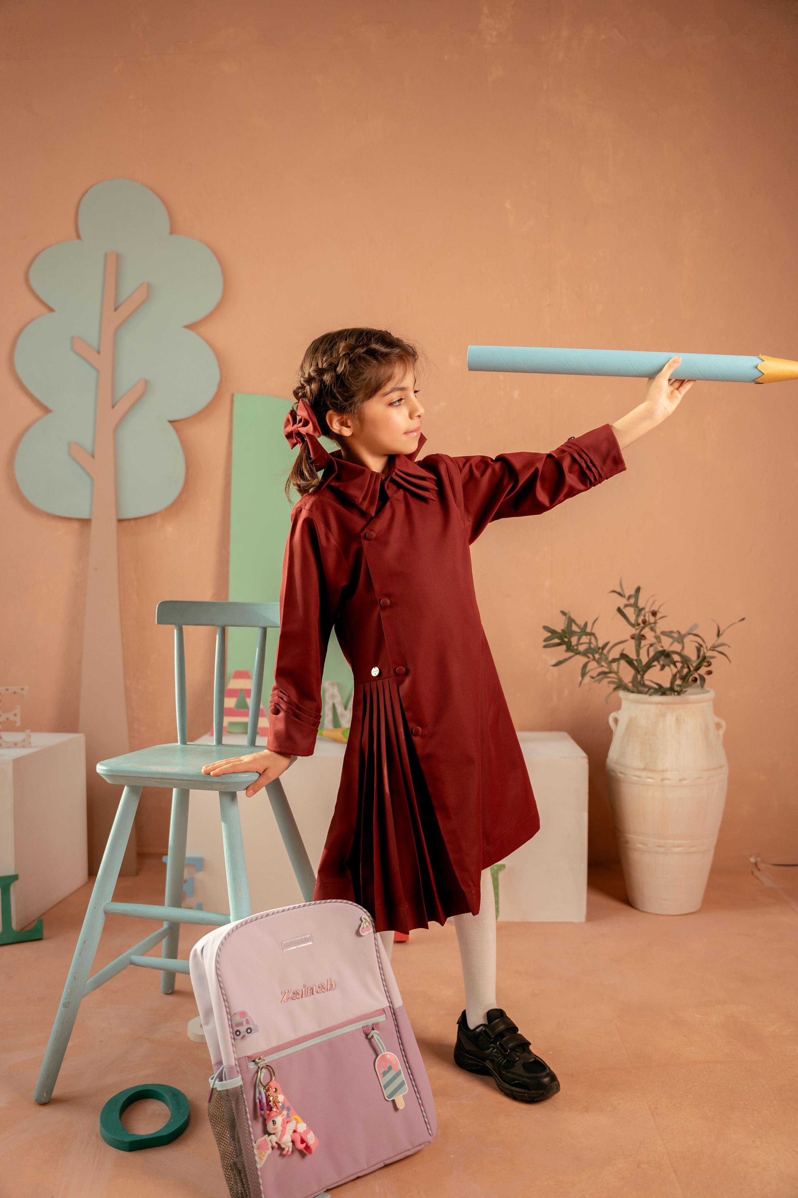 burgundy uniform dress 1