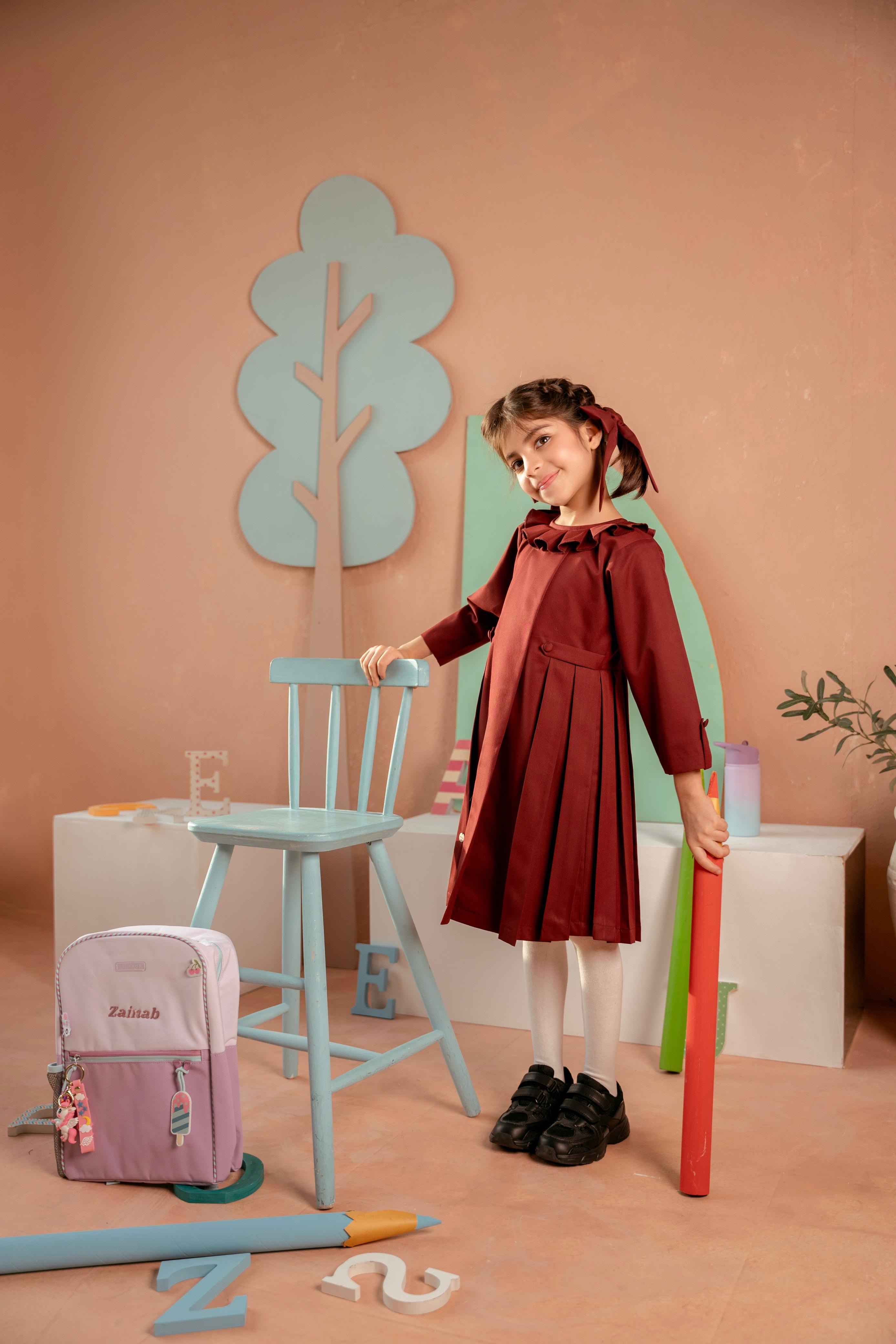 burgundy uniform dress School Uniform Maroon Modesty Shirt Round Hem – By Styles main image 1