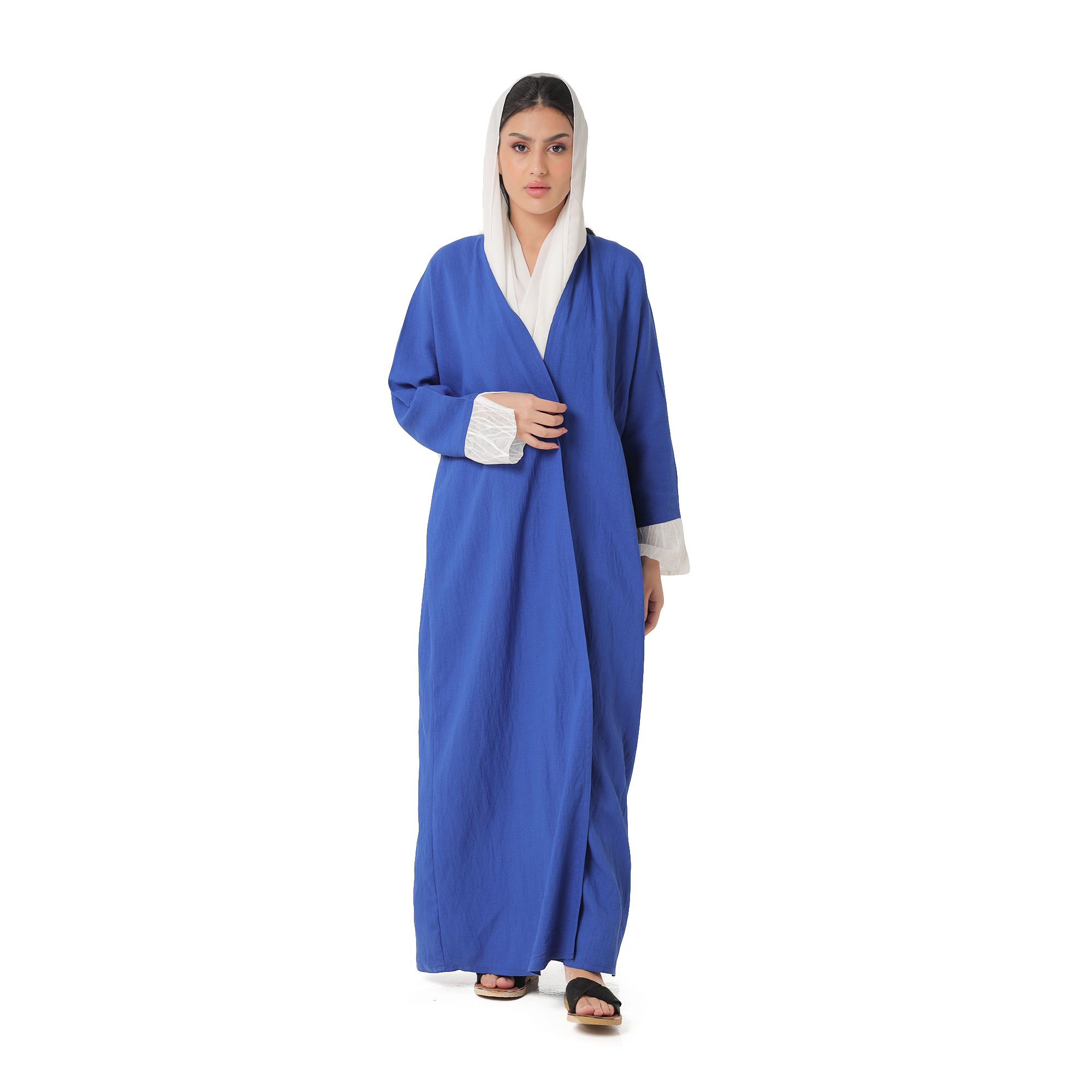 عباية كريب لينن الزرقاء 
