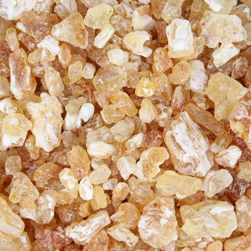 Frankincense incense pieces in golden brownish and white colors