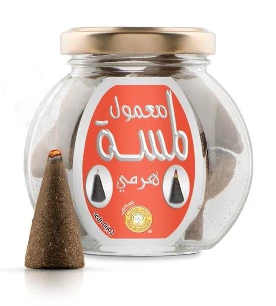 بخور طسة من سدر الخليج بخور على شكل مخروط مع علبة زجاجية