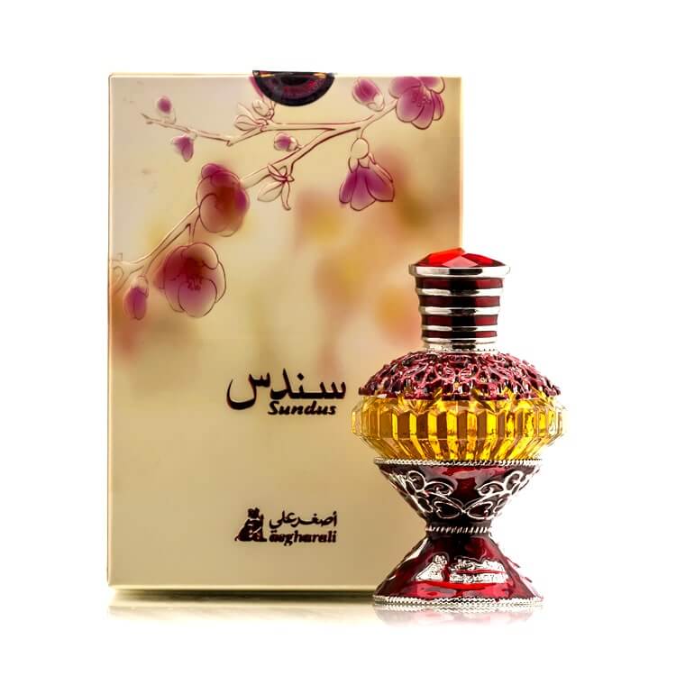 عطر سندس قارورة عطر مزخرفة حمراء وذهبية بسعة 10 مل