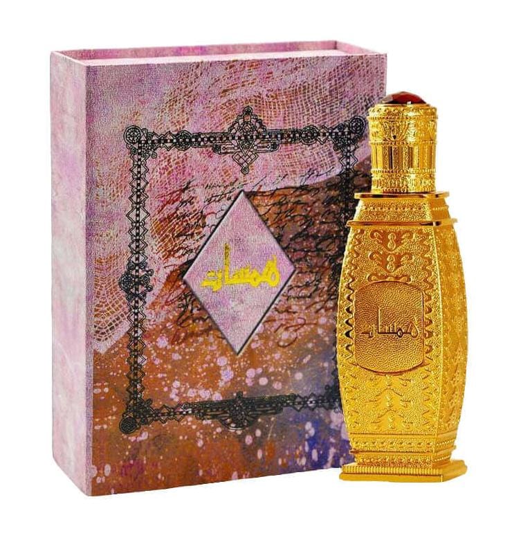 همسات عطر بخاخ السنان زجاجة ذهبية مزخرفة وصندوق بنقوش
