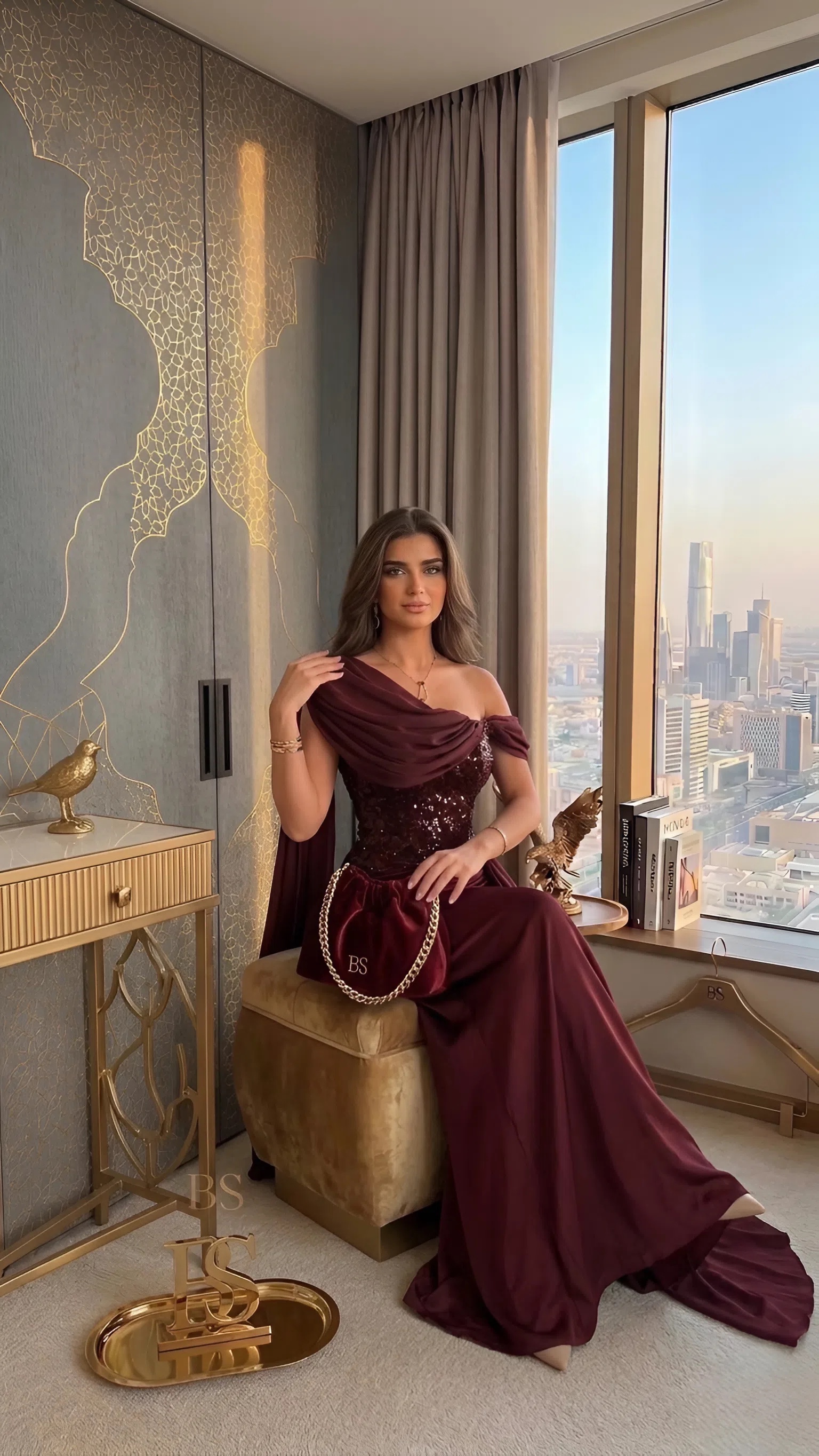  فستان رغد  برغندي 