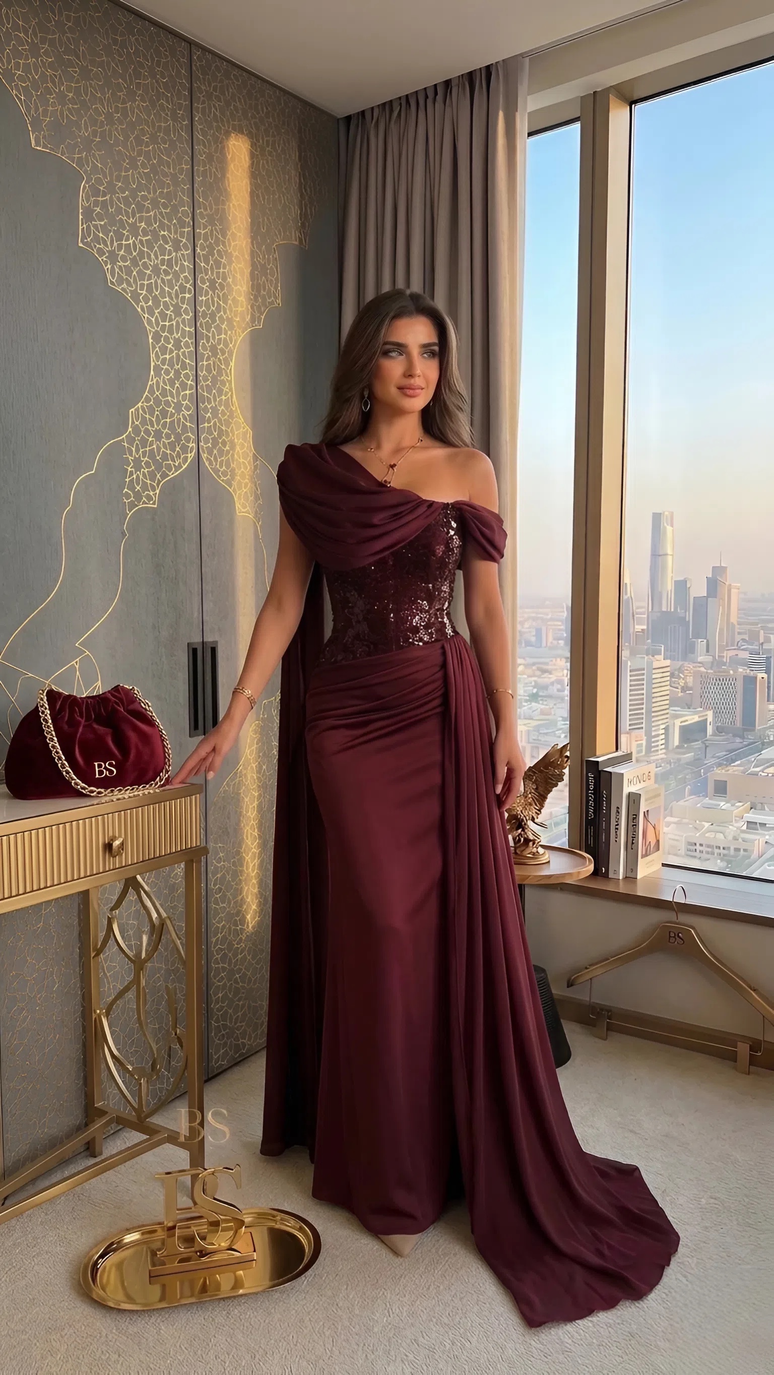  فستان رغد  برغندي 