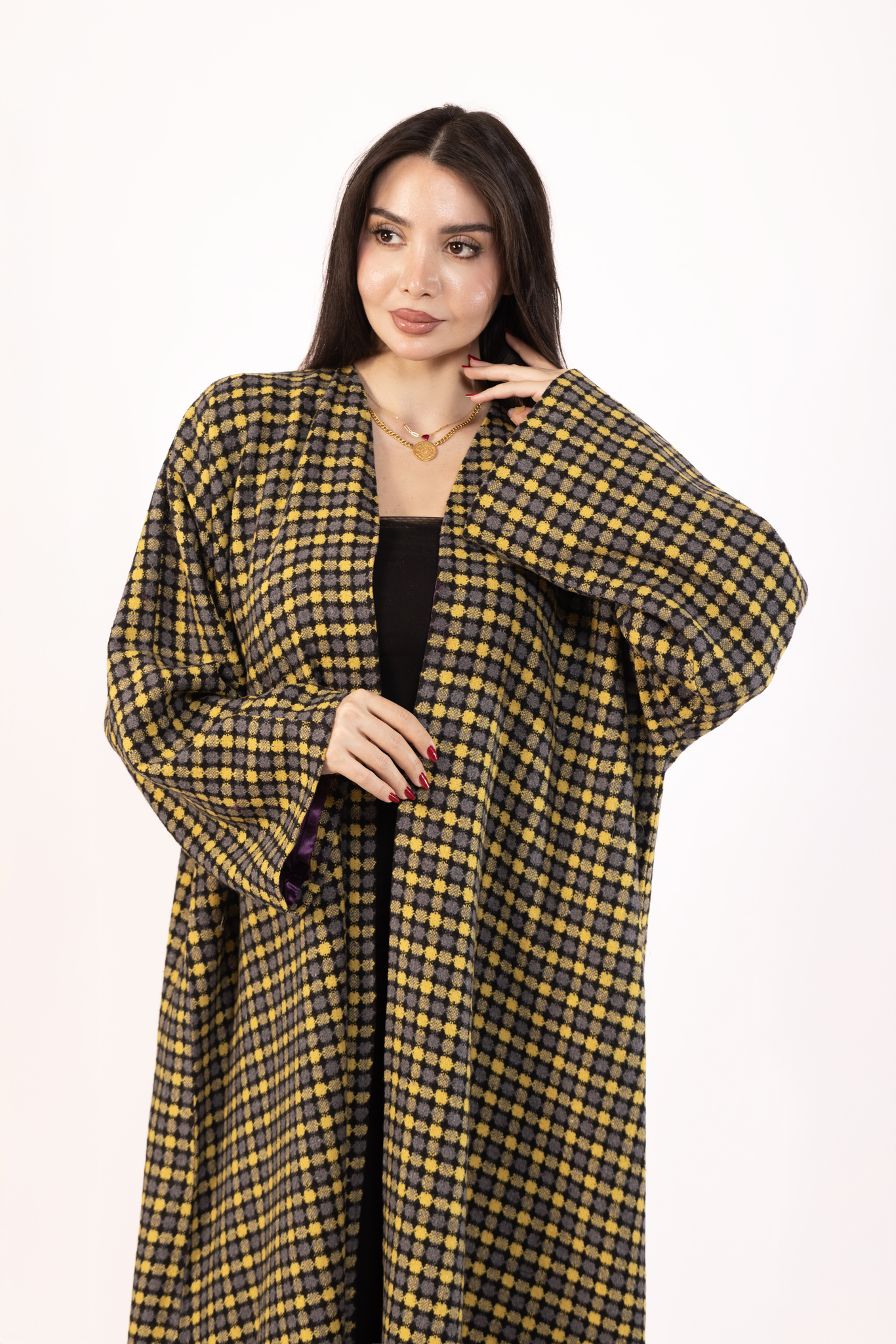 Mustard Polka Dot Abaya 