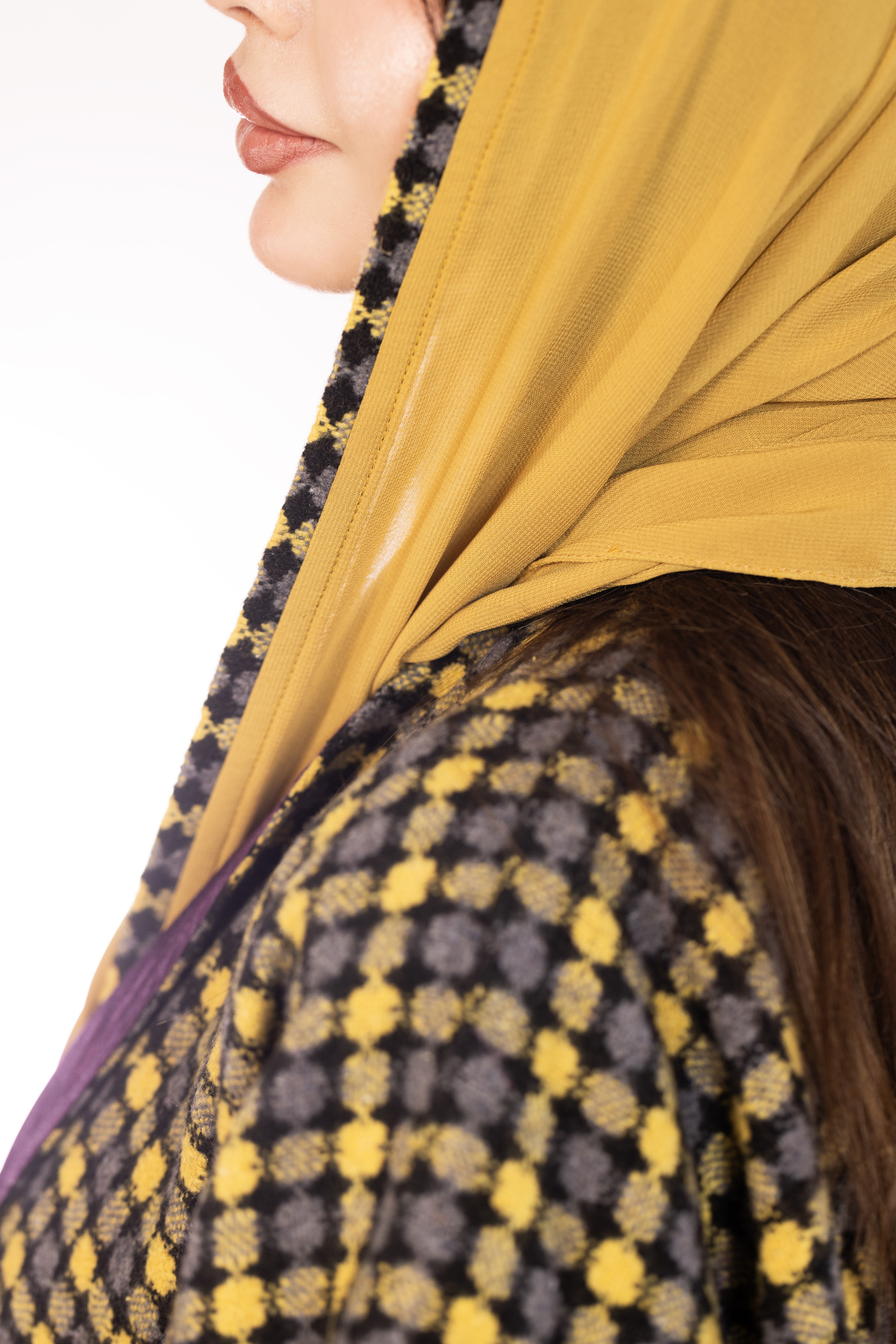 Mustard Polka Dot Abaya 