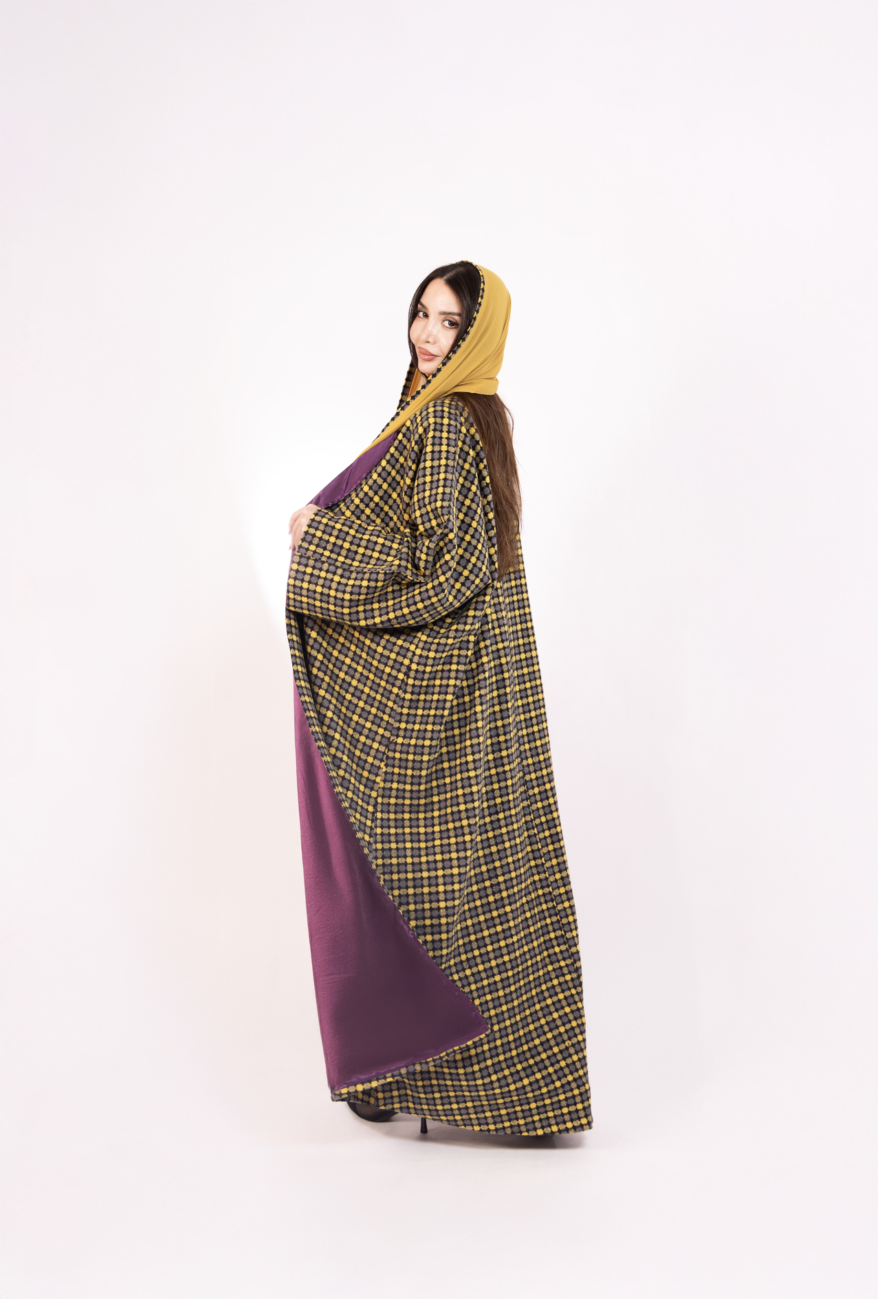 Mustard Polka Dot Abaya 