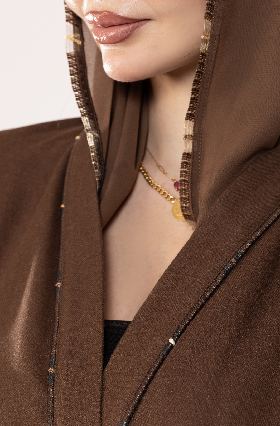 Chocolate Golden Lining Abaya 