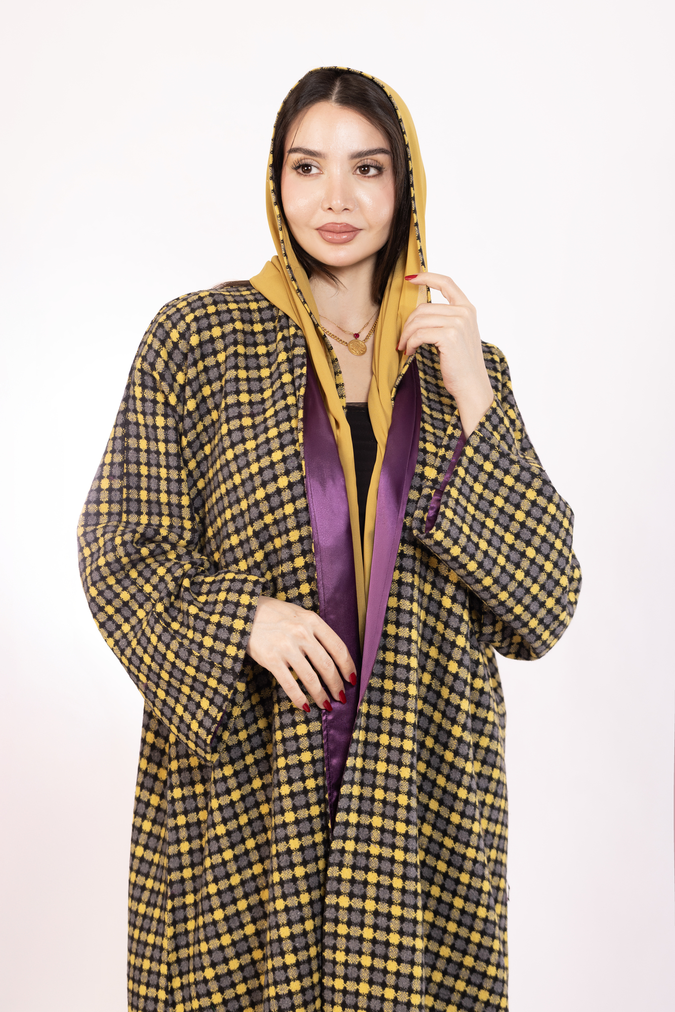 Mustard Polka Dot Abaya 