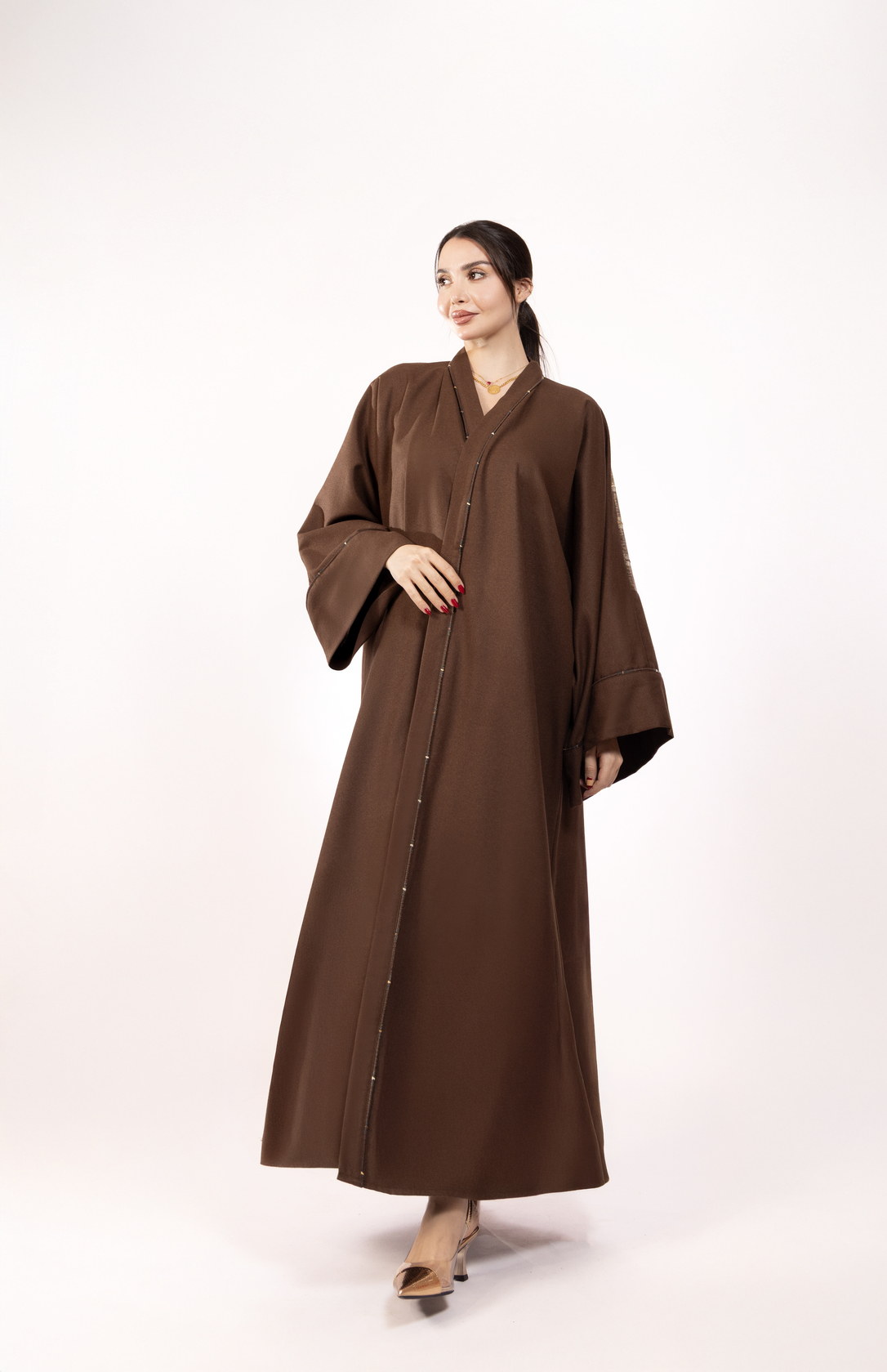Chocolate Golden Lining Abaya 