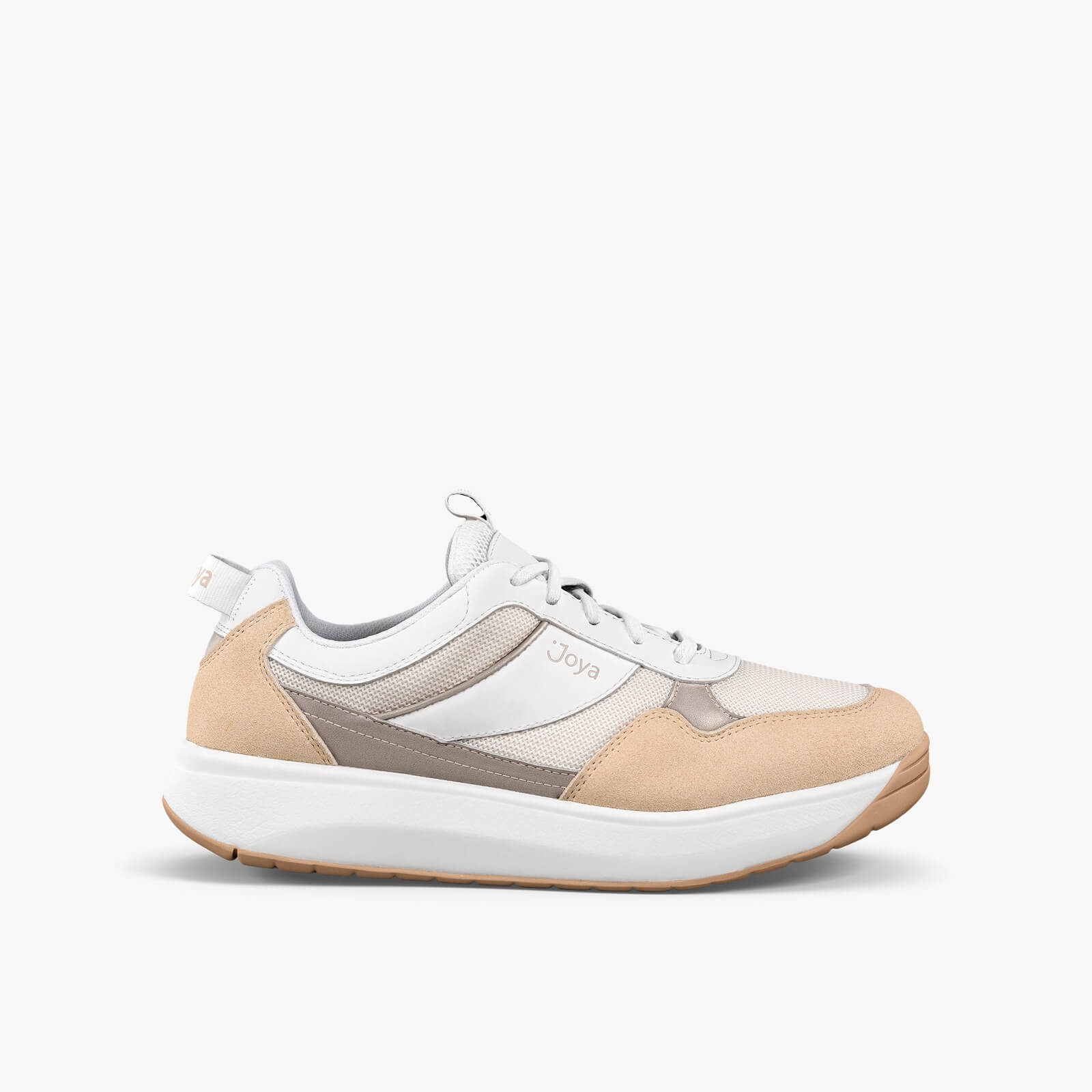 Joya Alegra Beige White Women's Orthopedic Shoes - Full side view