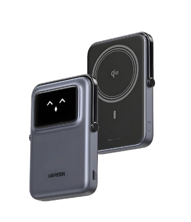  يوجرين – باور بنك مغناطيسي 10000mAh Qi2 مع حامل مدمج - اسود 