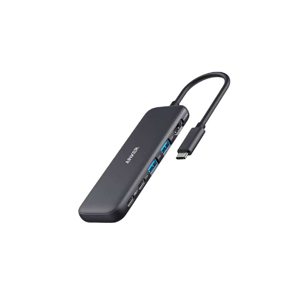 أنكر موزع متعدد المنافذ 5 في 1 منفذين USB-A , منفذ USB-C , منفذ HDMI , منفذ PD IN - رمادي 