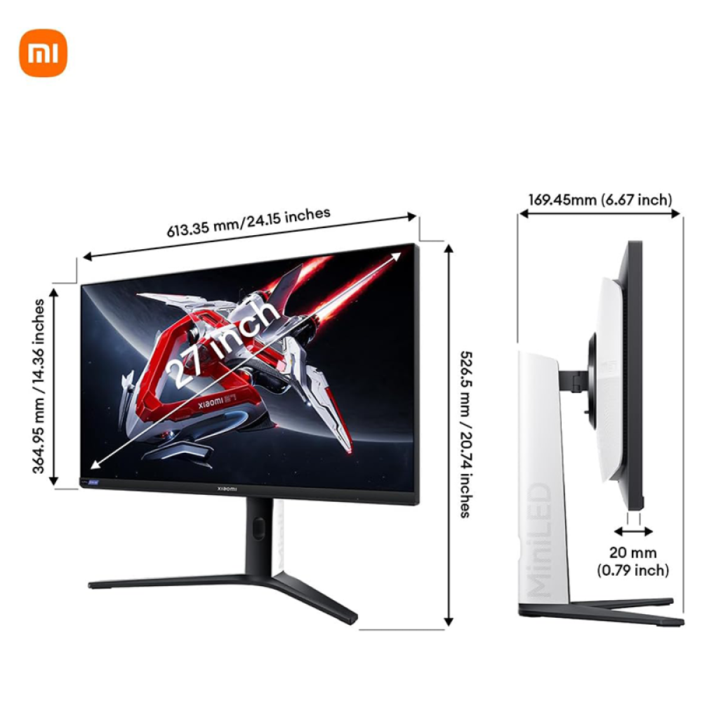  شاومي - شاشة عرض للألعاب G Pro 27i بدقة 1440×2560 2K بمعدل 180Hz وبحجم 27 انش ELA5587UK - اسود 