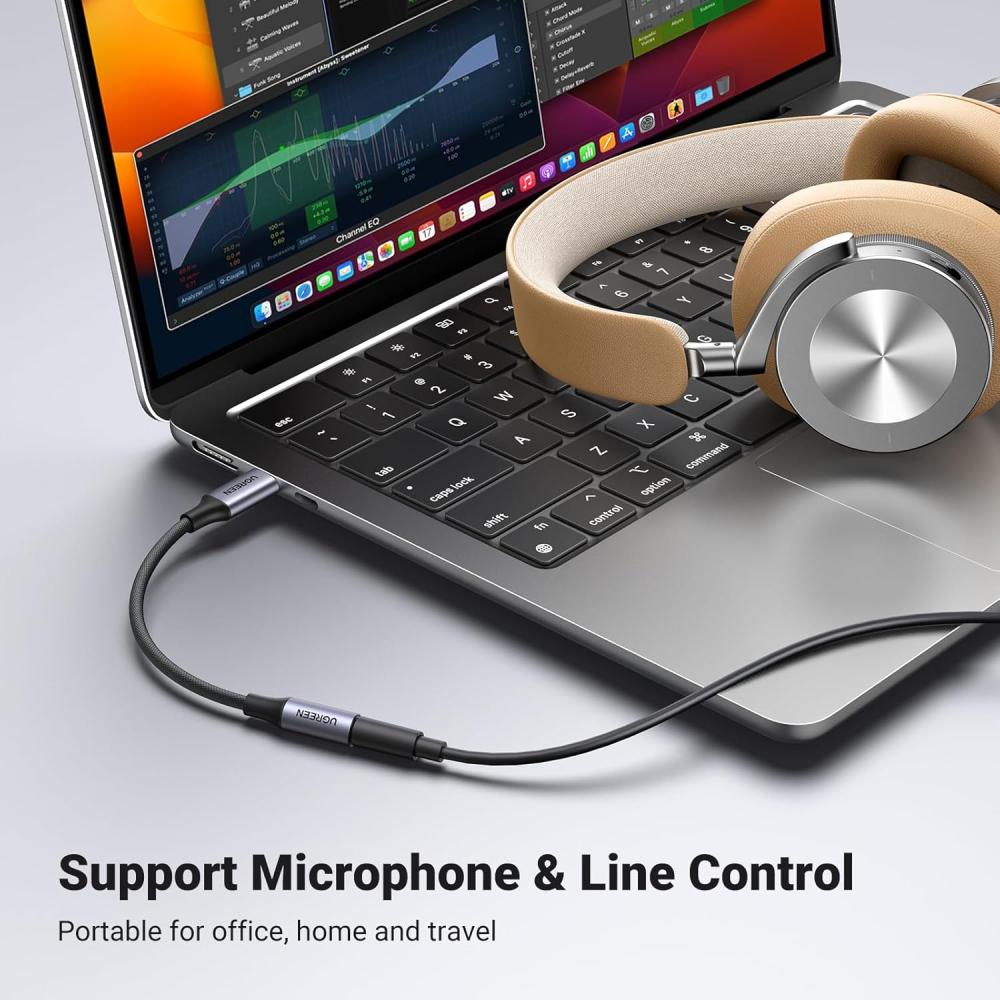  سلك صوت يوجرين من USB-C الى AUX بتقنية DAC مظفر - رمادي 
