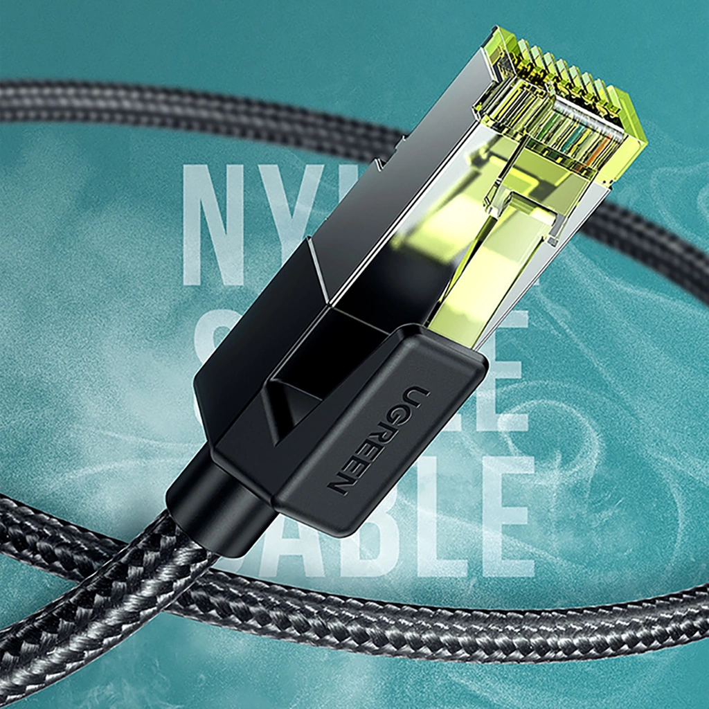  كابل إيثرنت Ugreen NW150 30791 RJ45 Cat 7 بسرعة 10 جيجابت في الثانية وطول 10 أمتار - أسود 