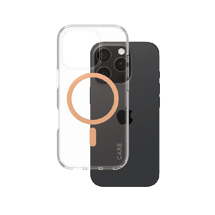  جراب PanzerGlass CARE الرائد مع MagSafe لهاتف iPhone 16 Pro - شفاف بلون الخوخ 