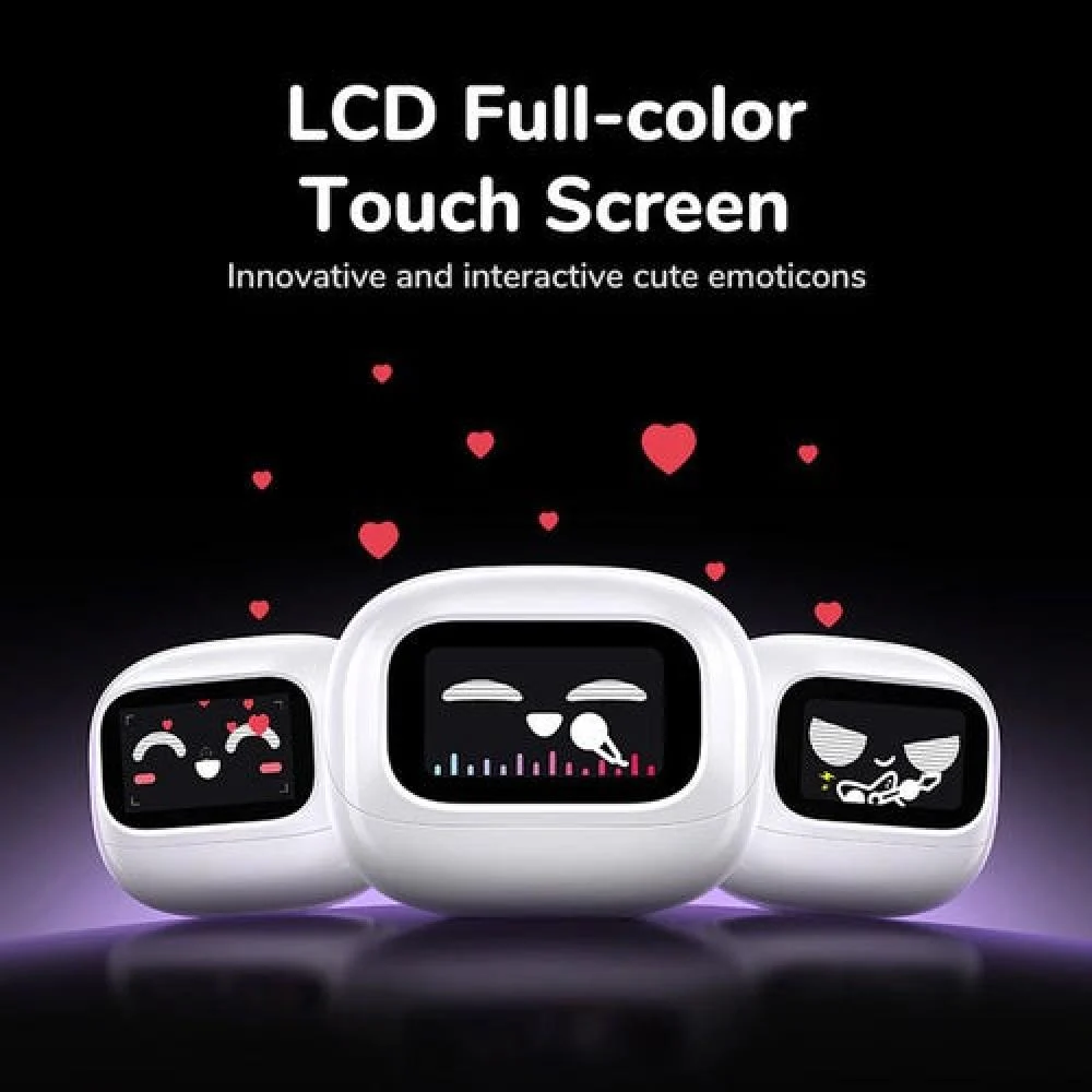  يوجرين - سماعات أذن EchoBuds Magic Hybrid النشطة لإلغاء الضوضاء مع شاشة عرض - ابيض 
