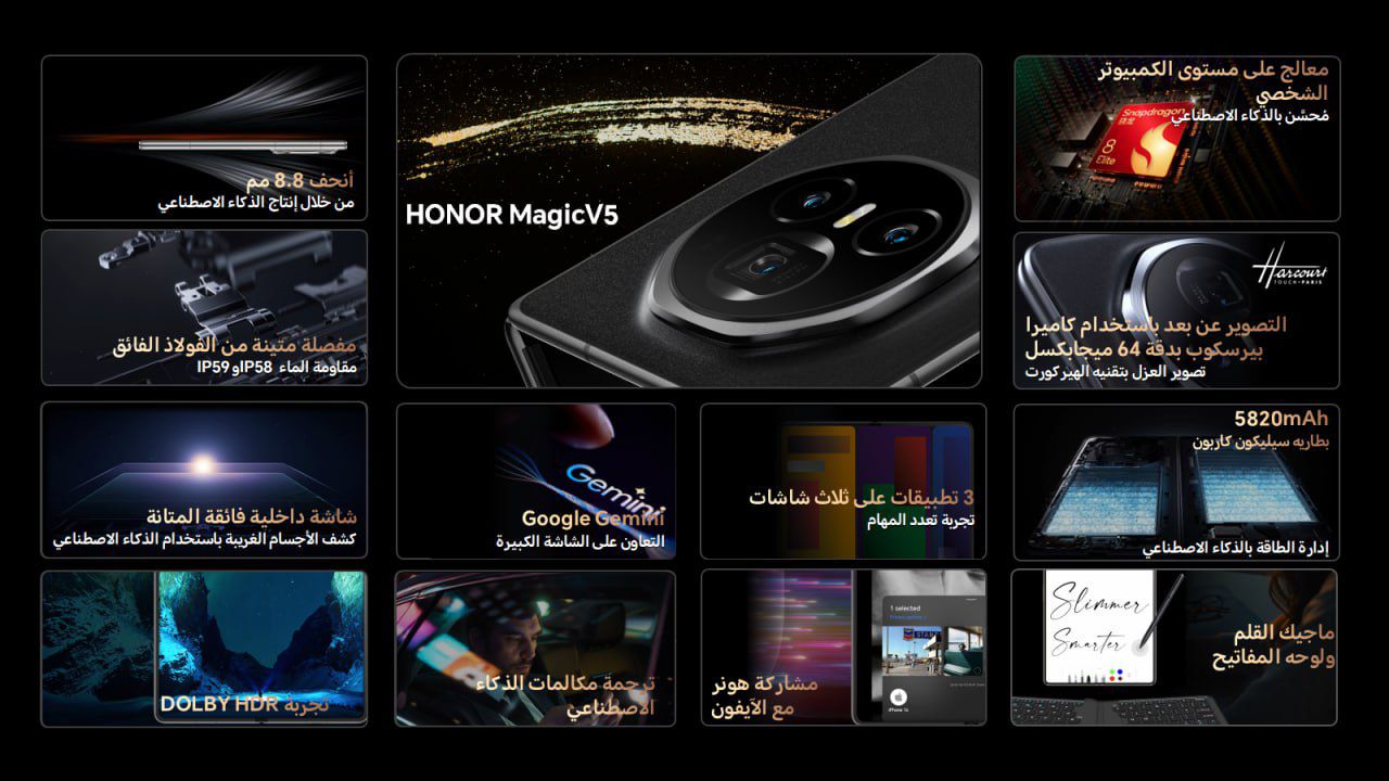  هونر ماجيك V5 - سعة 512 جيجا - رام 16 جيجا - 5G  