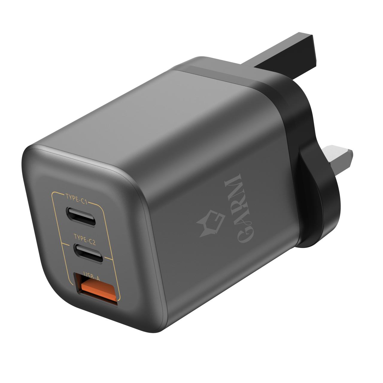  قرم شاحن جداري  بقوة 67 واط بتقنية الجان مخرجين تايب سي  ومخرج USB 