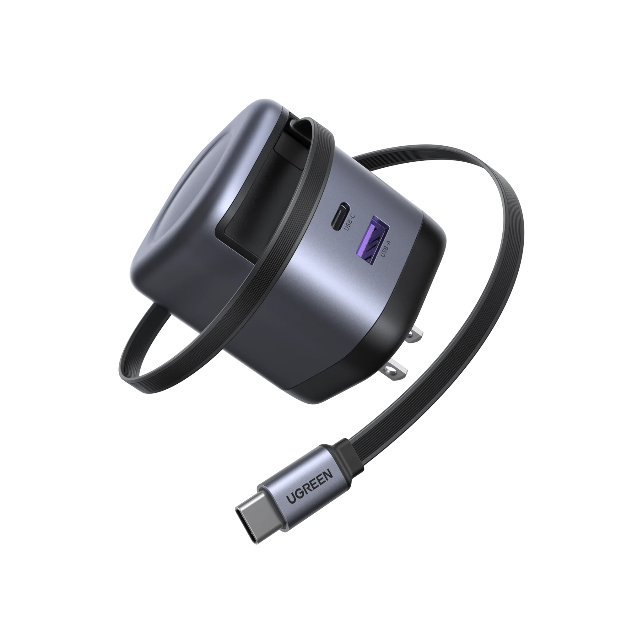  يوجرين شاحن جداري نيكسود برو - بقوة 65 واط مع كابل USB-C قابل للسحب 