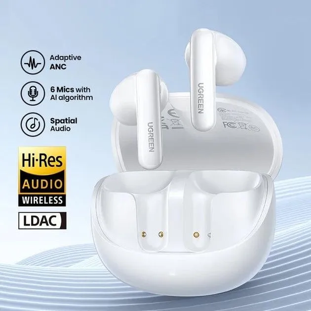  سماعة اذن ايربودز يوجرين HiTune H6 Pro، خاصية الغاء الضوضاء، تصل الى 30 ساعة - ابيض 