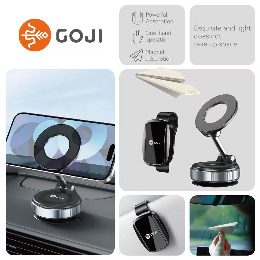  مجموعة السياره 3 في 1 - قاعدة جوال ومشبك للنظارات ومنديل معطر  - من GOJI 