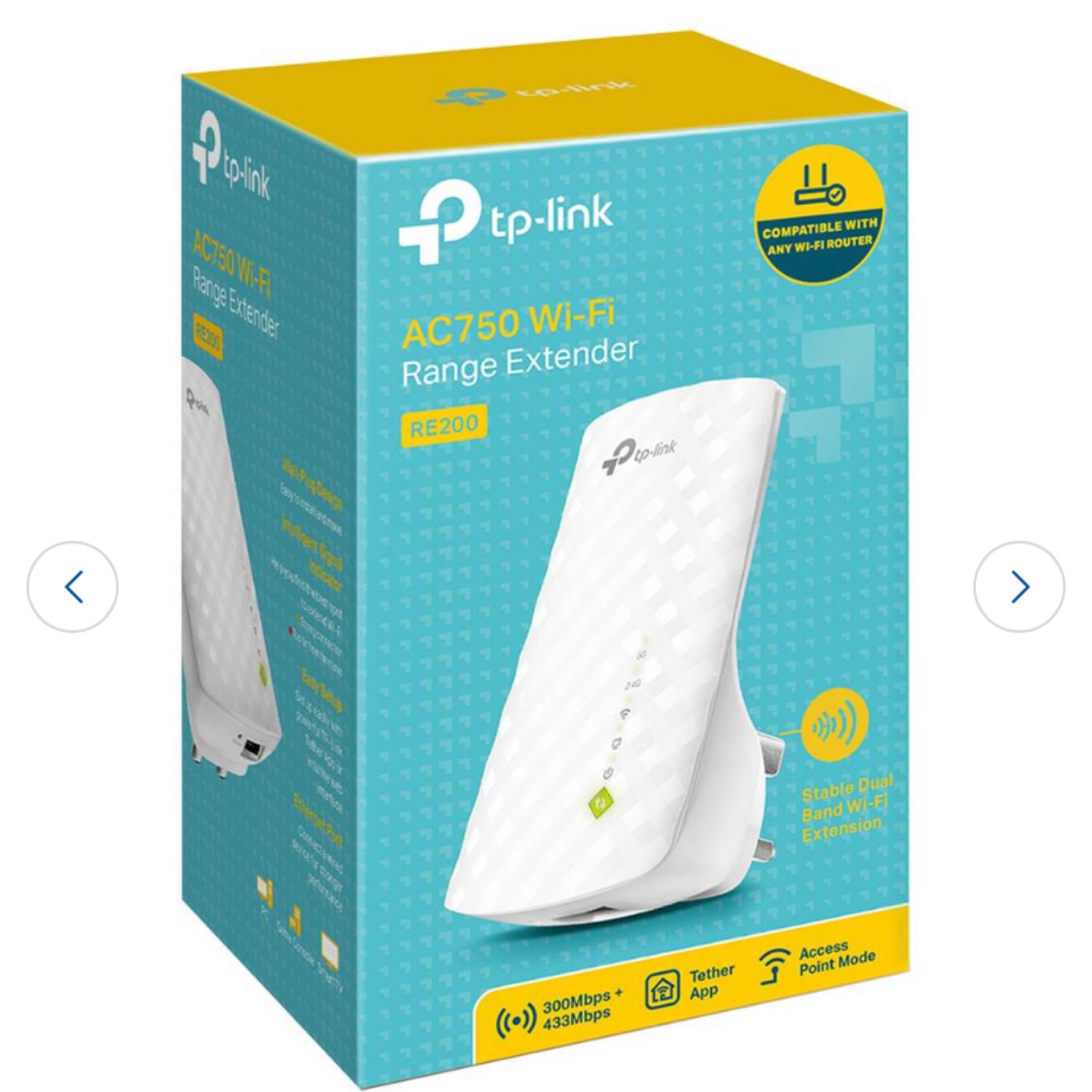  موسع نطاق واي فاي (مقوي) مزدوج النطاق TP-Link RE200 AC750 