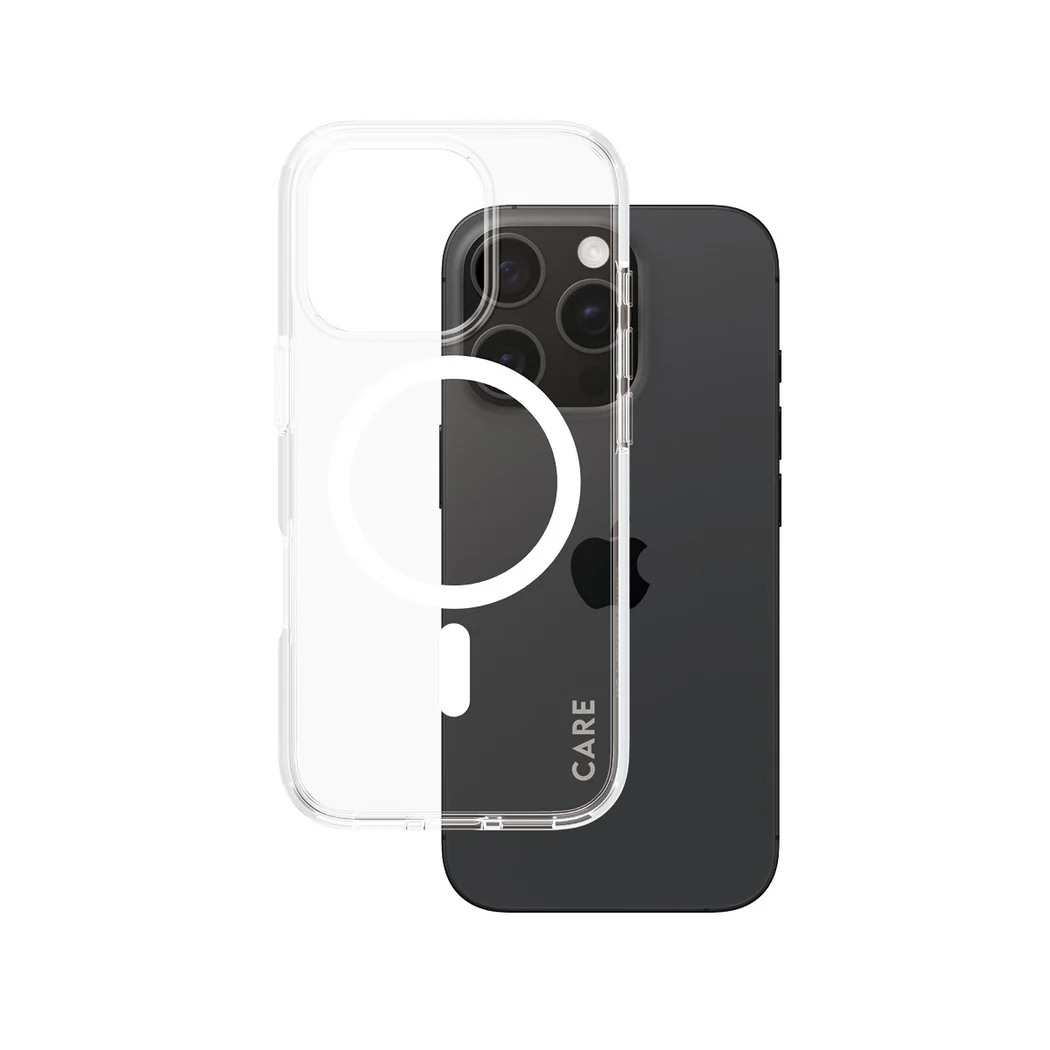  جراب CARE™ من PanzerGlass® Urban Combat الشفاف مع MagSafe أبيض لهاتف iPhone 16 Pro 