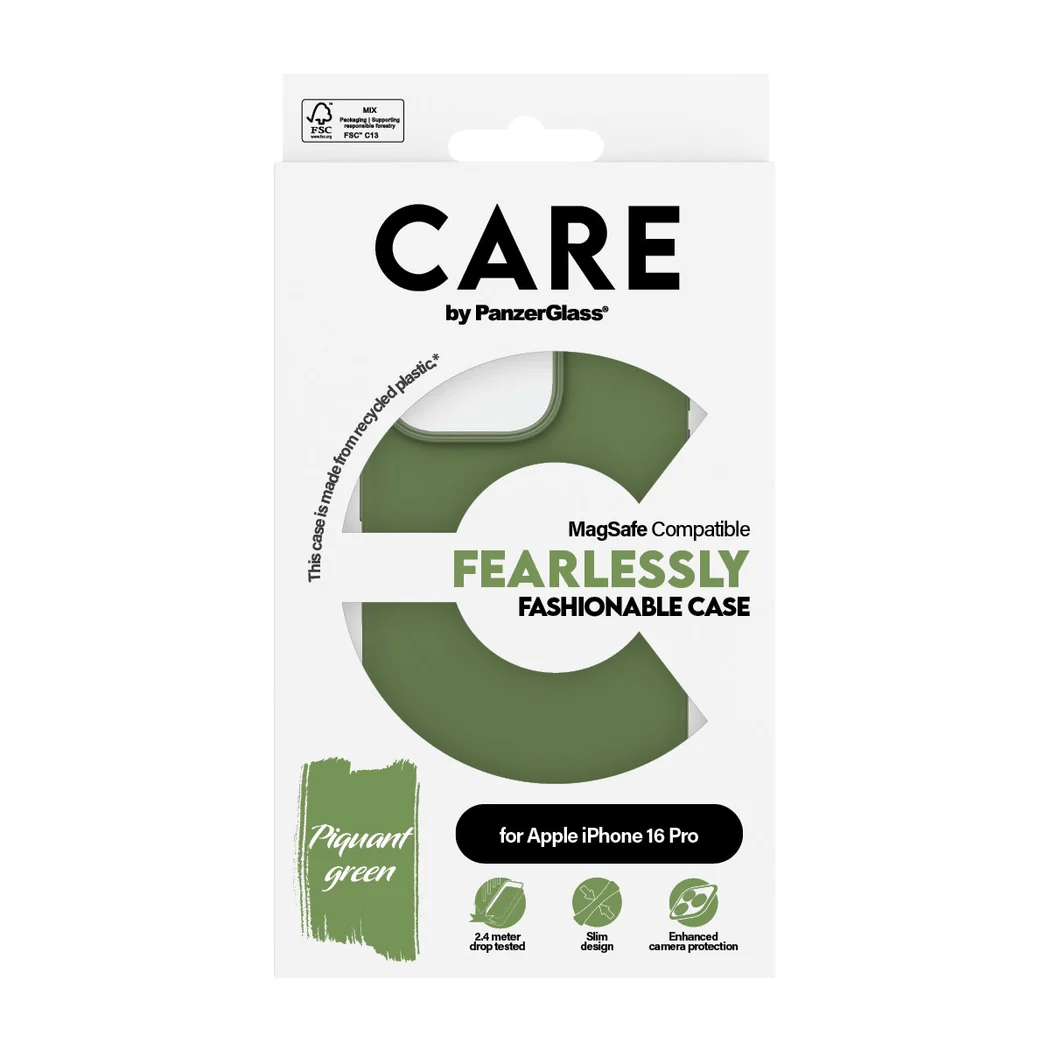  جراب PanzerGlass CARE الأنيق مع MagSafe لهاتف iPhone 16 Pro - أخضر 