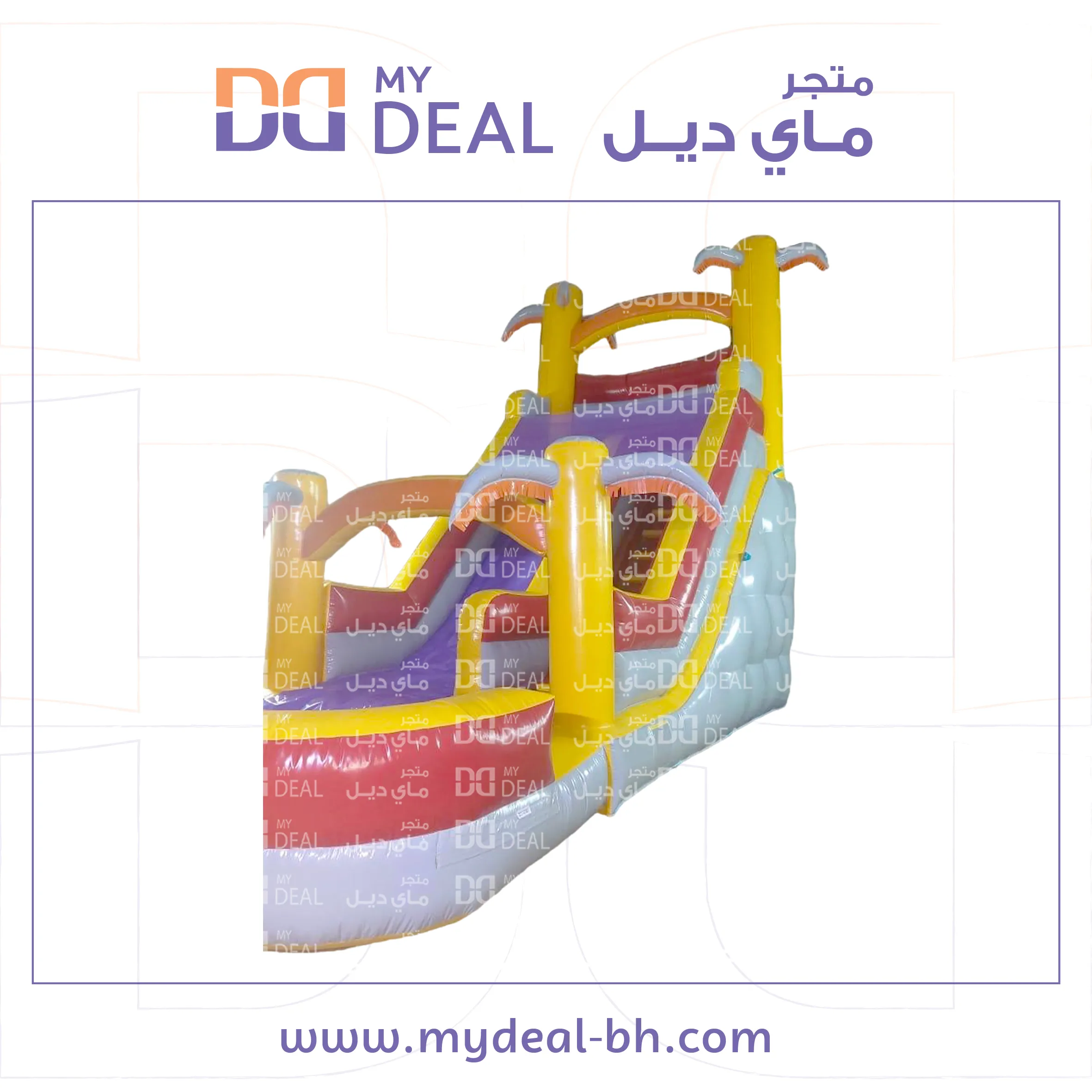 زحليقة مائية بمسبح مع سلم وحوض دبل وشبك علوي 10 * 4 * 8 متر 