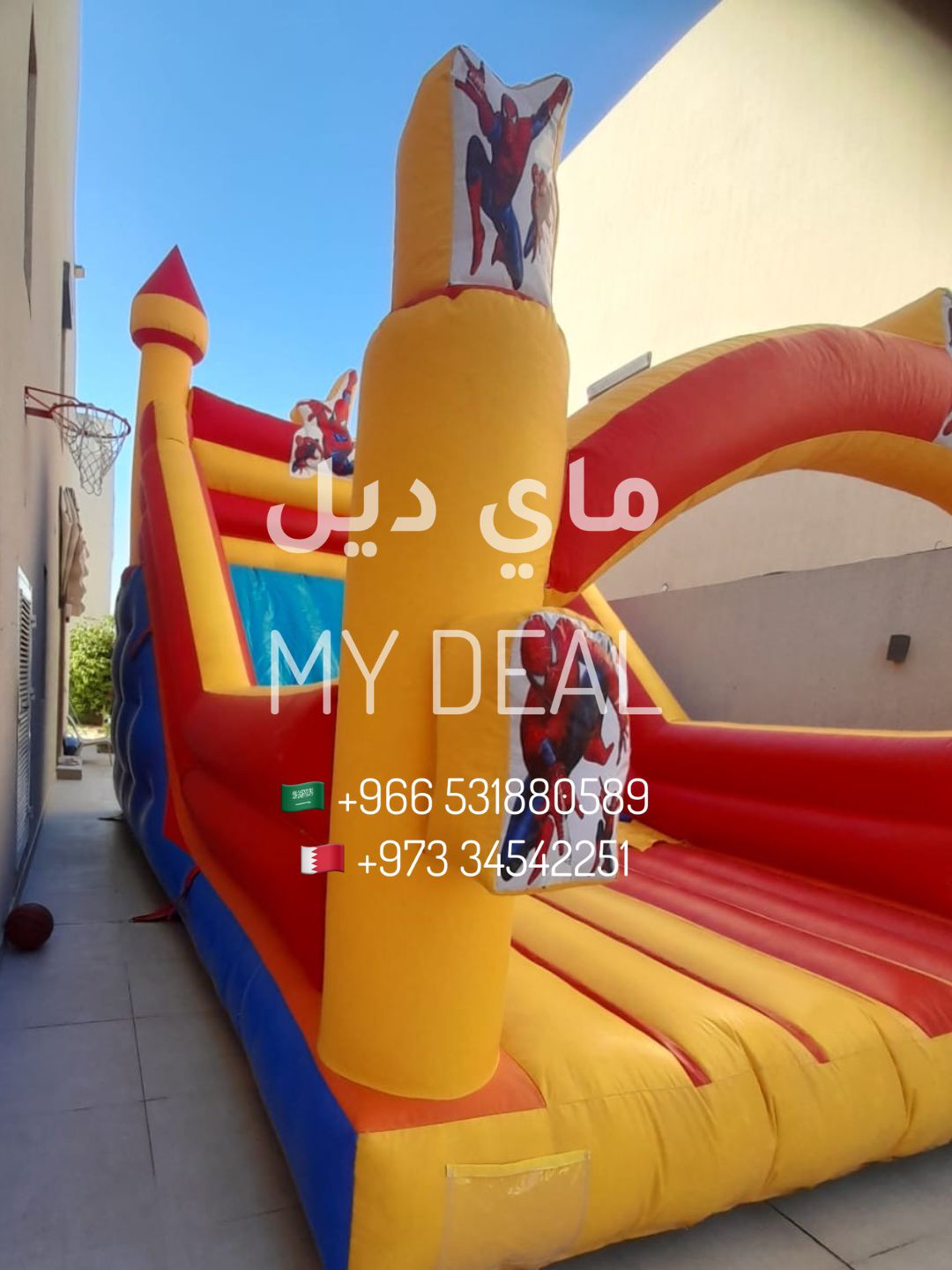 إيجار زحليقة سبايدرمان مع نطيطة 6.50* 4.50 *5 متر