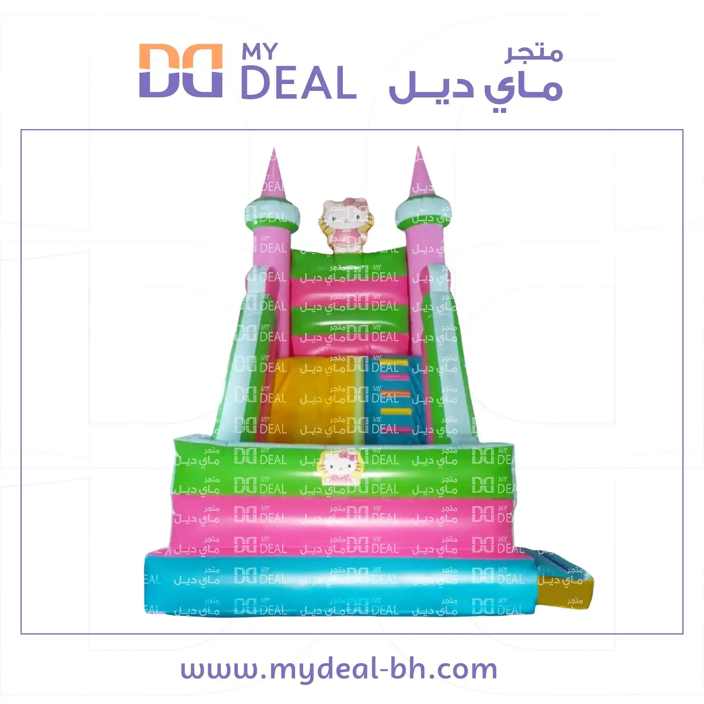 زحليقة مع سلم ونطيطة وجدار وبوابة ودرج الطول ٥.٥٠ متر العرض ٤ متر الار