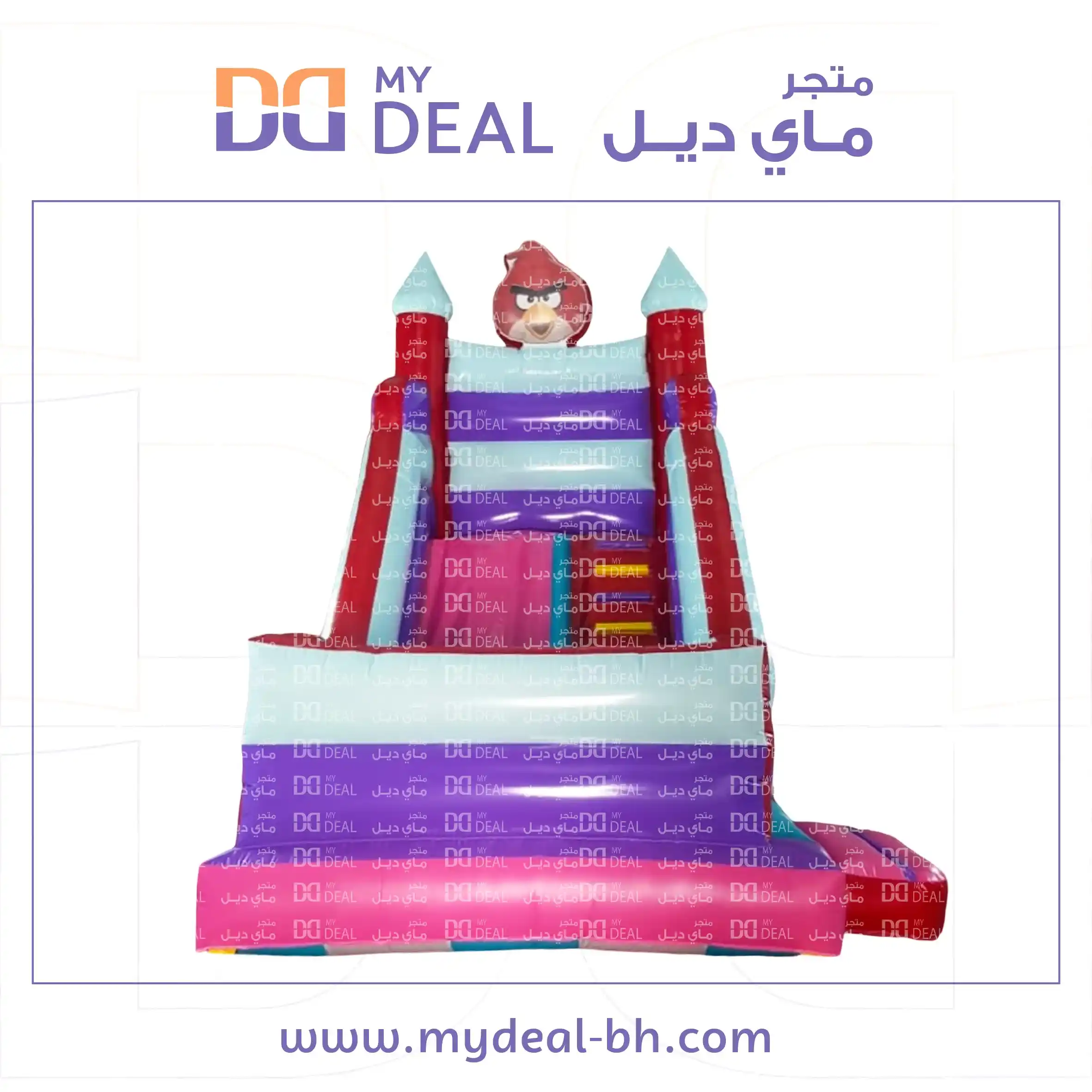 زحليقة هوائية مع سلم وجدار ونطيطة وبوابة طول ٥ متر عرض ٣.٦٠ متر ارتفاع ٤.٥٠ م