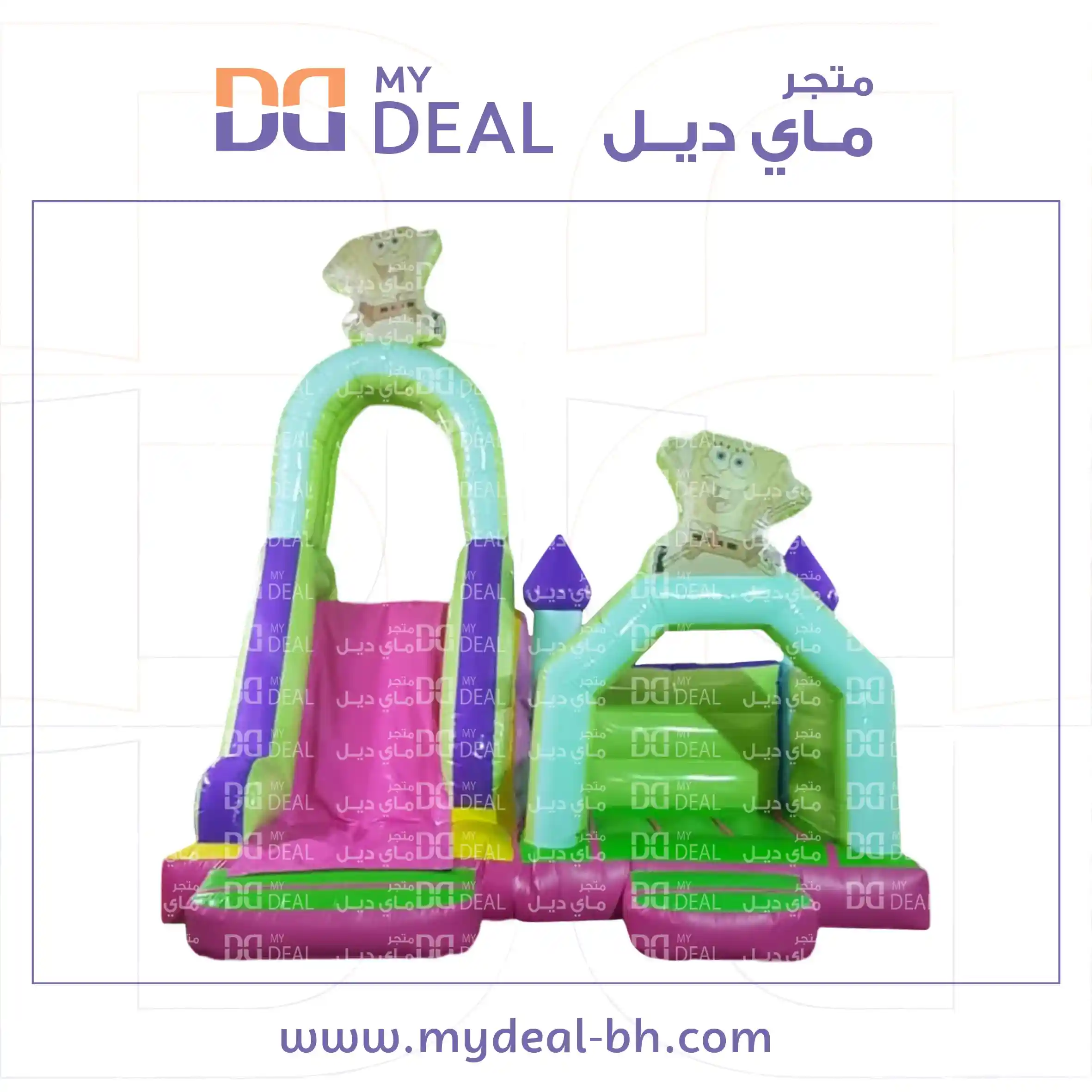 زحليقة هوائية مع سلم خلفي ودرجين ونطيطة مع درج  طول ٥.٩٠ متر عرض ٤.٥٠ متر ارت