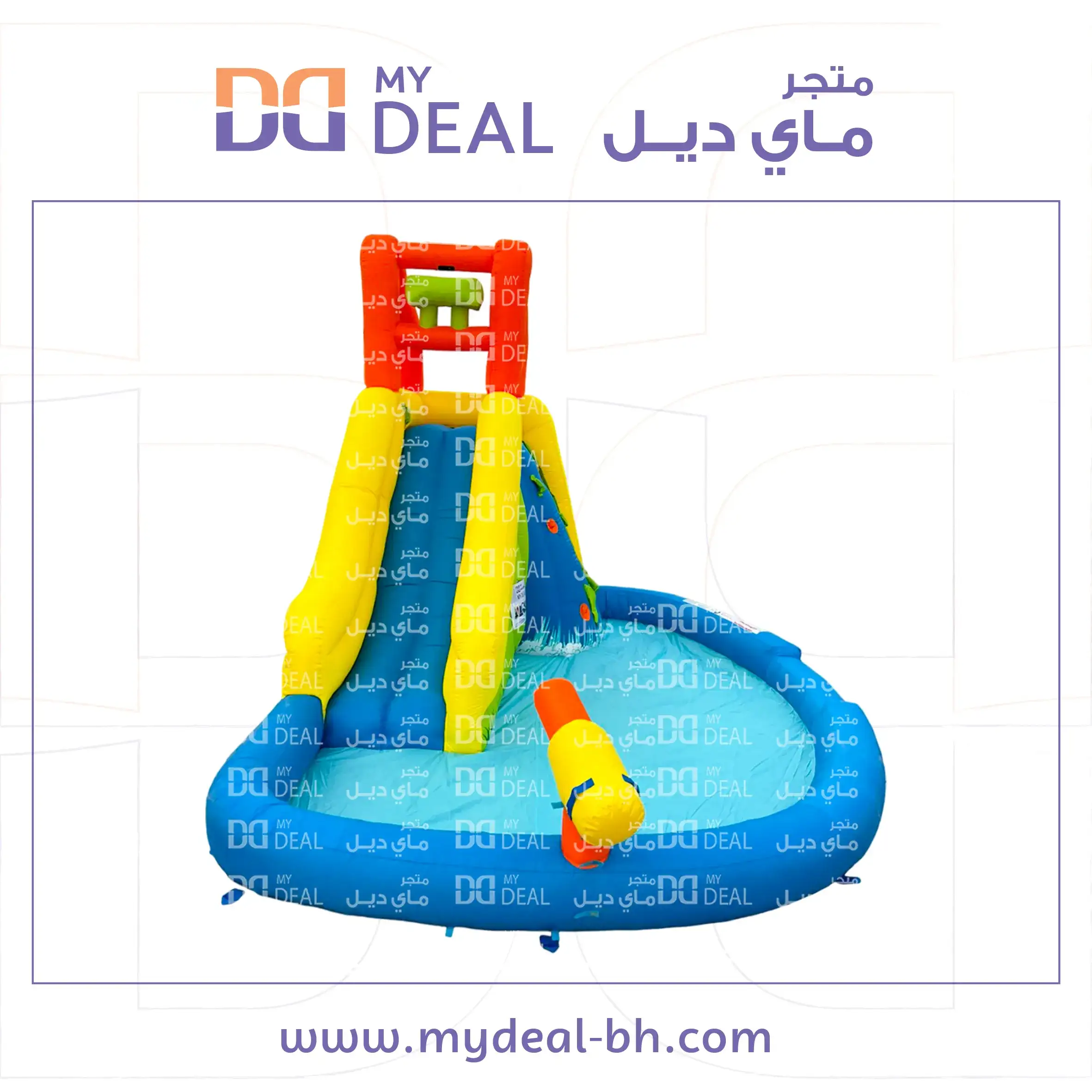 إيجار زحليقة مائية مع حوض مسبح مائي طول 3 عرض 2.8 متر ارتفاع 2.6 متر