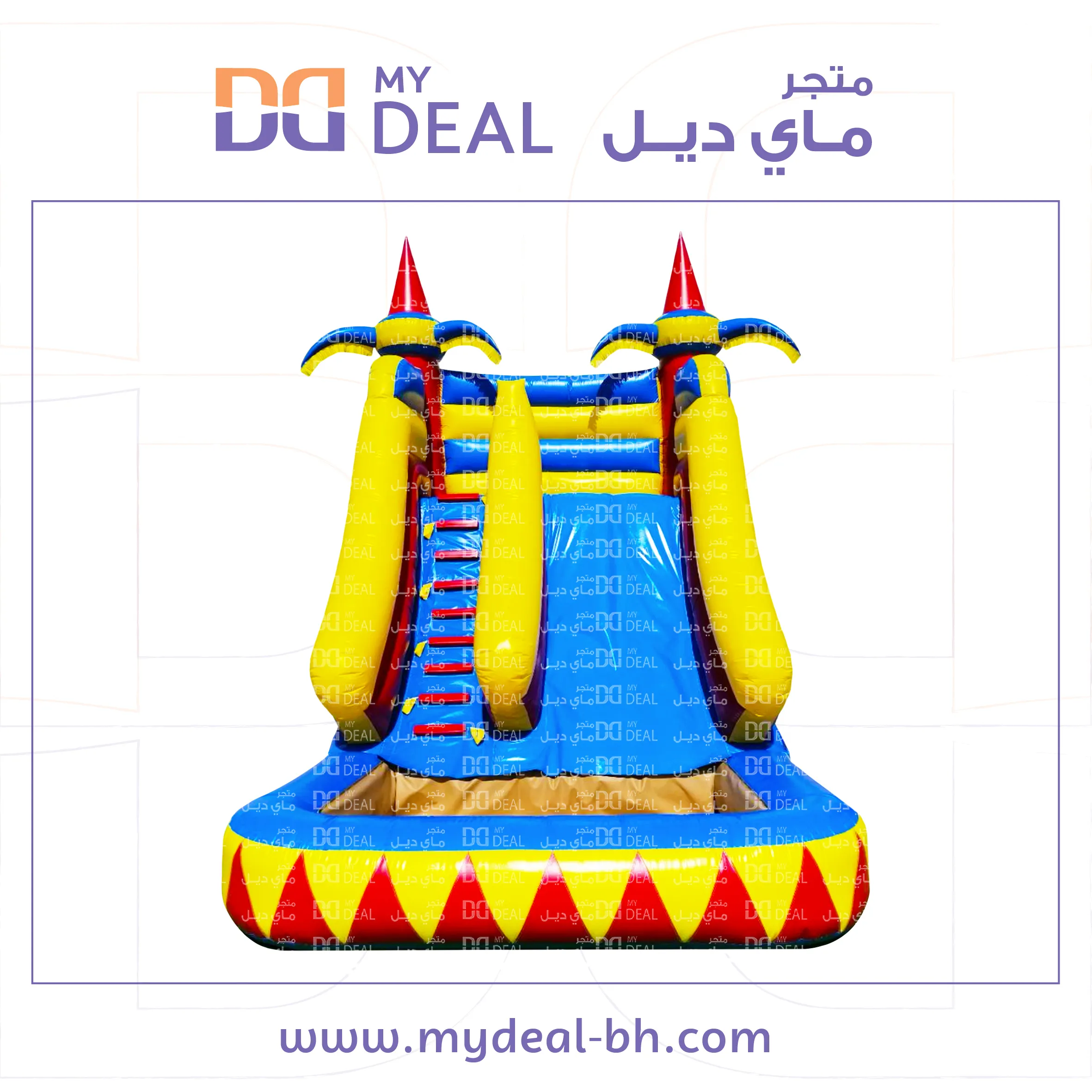 زحليقه مع مسبح مائي وسلم ومساكات يد واعمدة مشجرة 6×4×5 متر