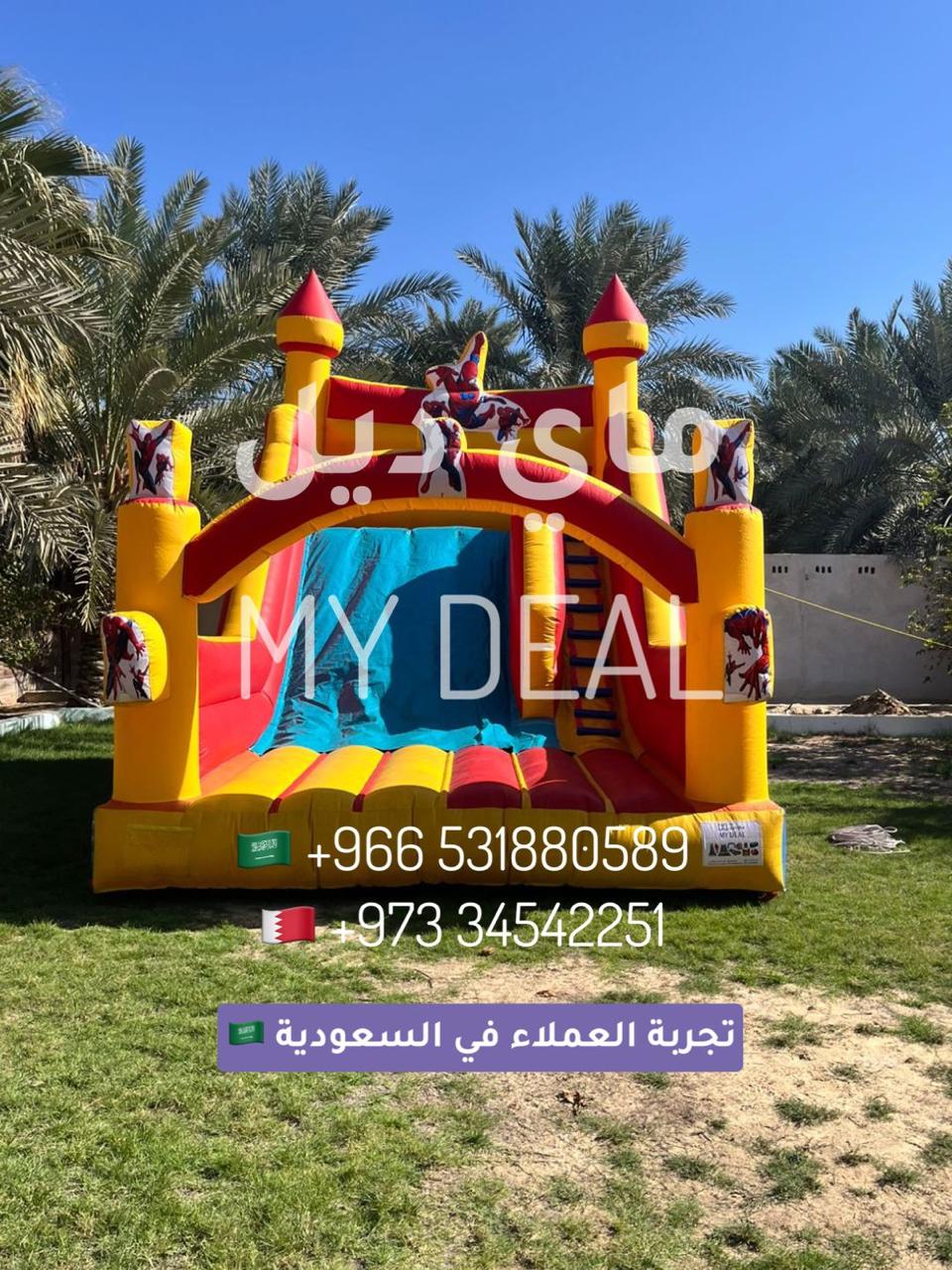 إيجار زحليقة سبايدرمان مع نطيطة 6.50* 4.50 *5 متر