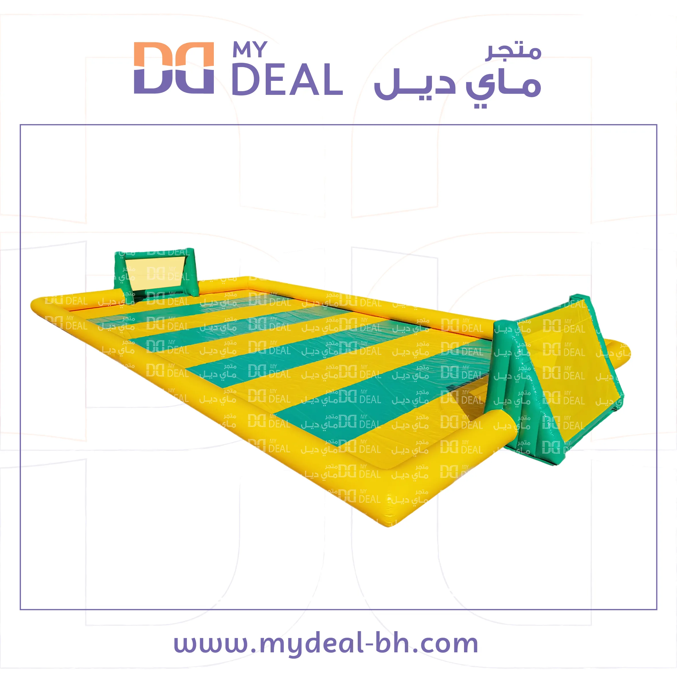 ملعب صابوني مع اقوال هوائية طول ٢٠ متر عرض ١٠ متر