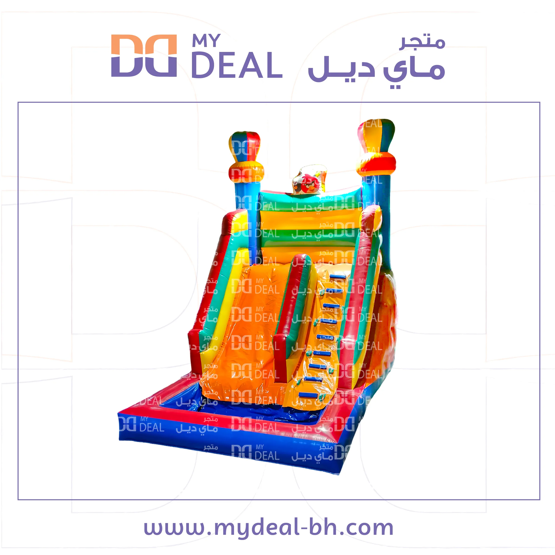 زحليقة مع مسبح هوائية أنجري بيردز طول 5.50 عرض 4 ارتفاع 5 متر مع مساكا