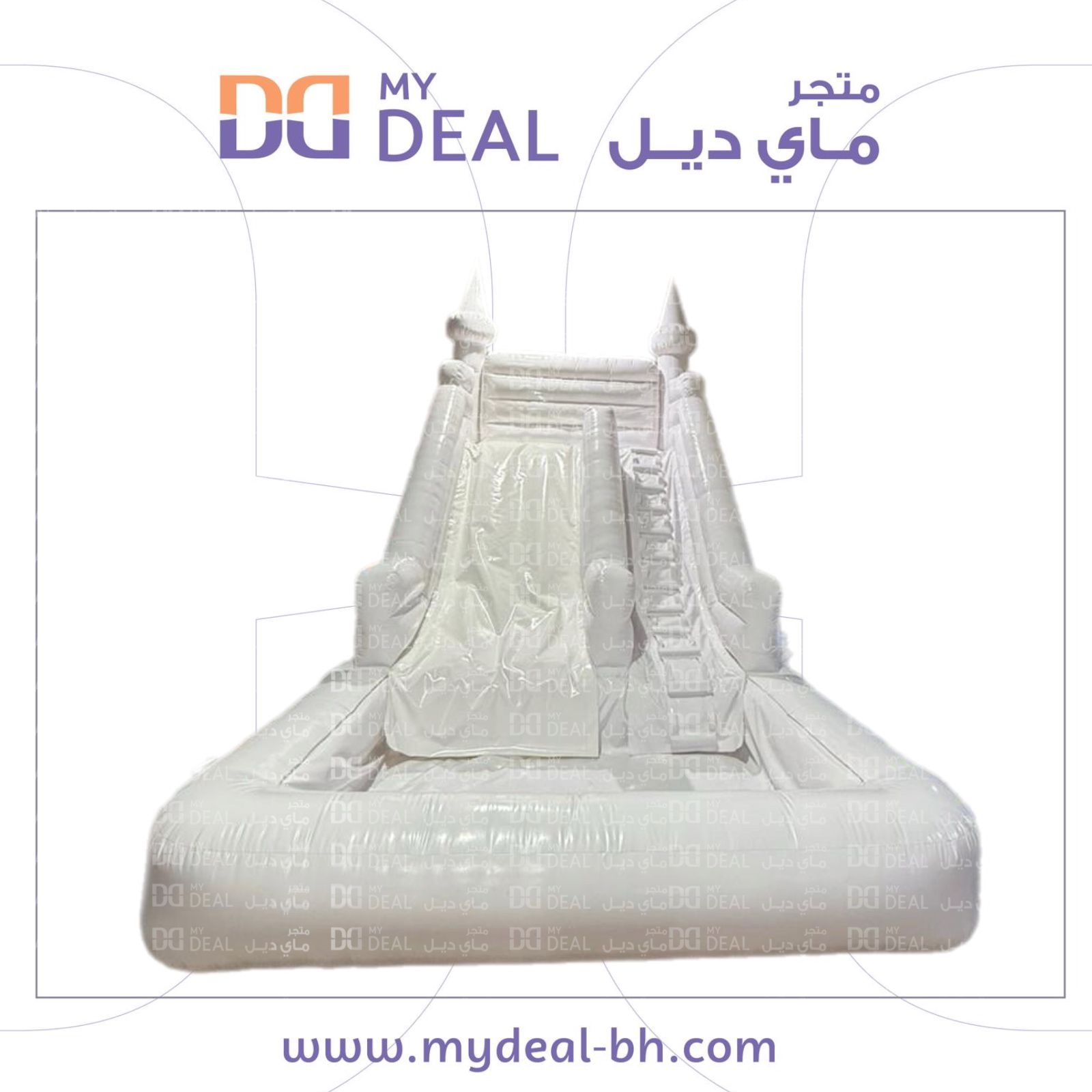 زحليقة مائية هوائية مع مسبح أبيض 6×4×5 متر – مثالية للحفلات والمهرجانات