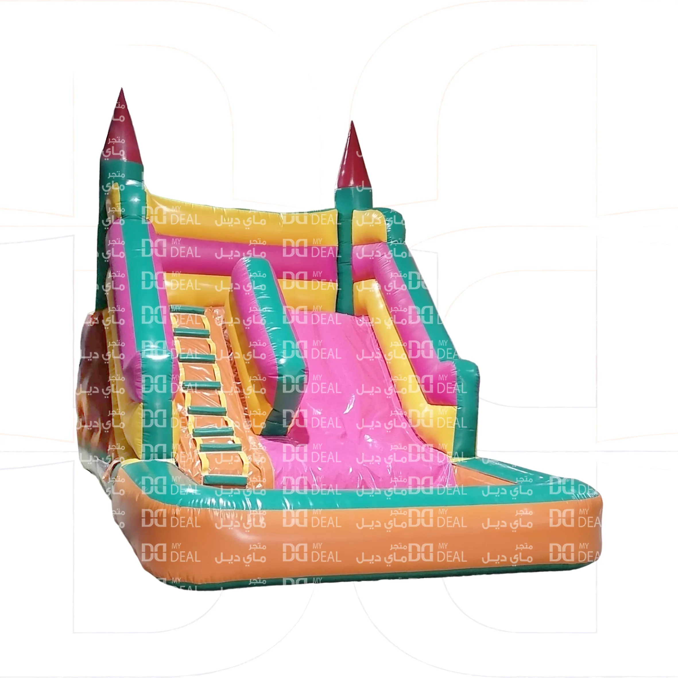 زحليقة مائية مع سلم وحوض مسبح 4.50 * 3.60 * 3.50 متر 