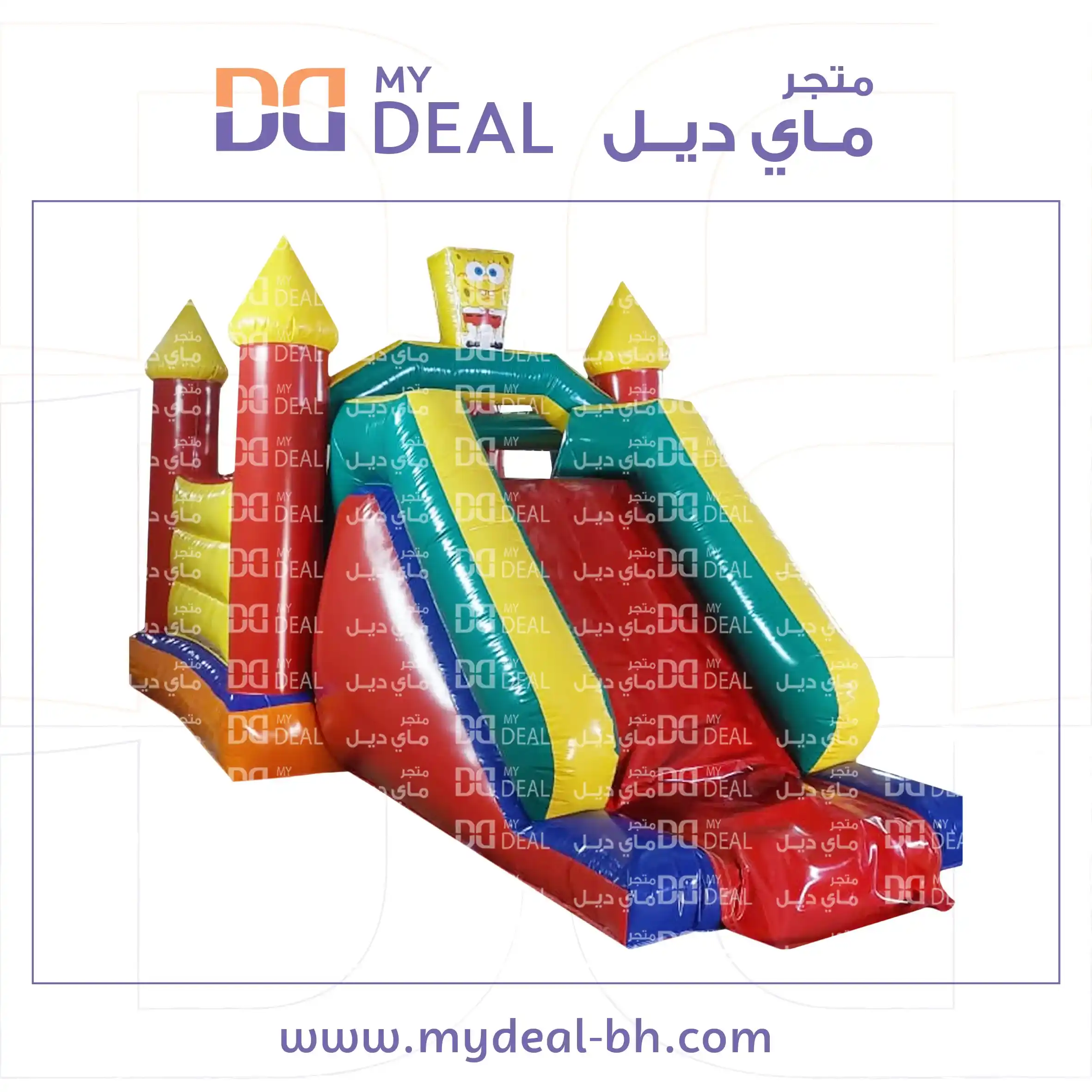 نطيطة بيت هزاز سبونج بوب مع زحليقة ودرج وسلم – مقاس 5.5 × 3.5 × 3 متر