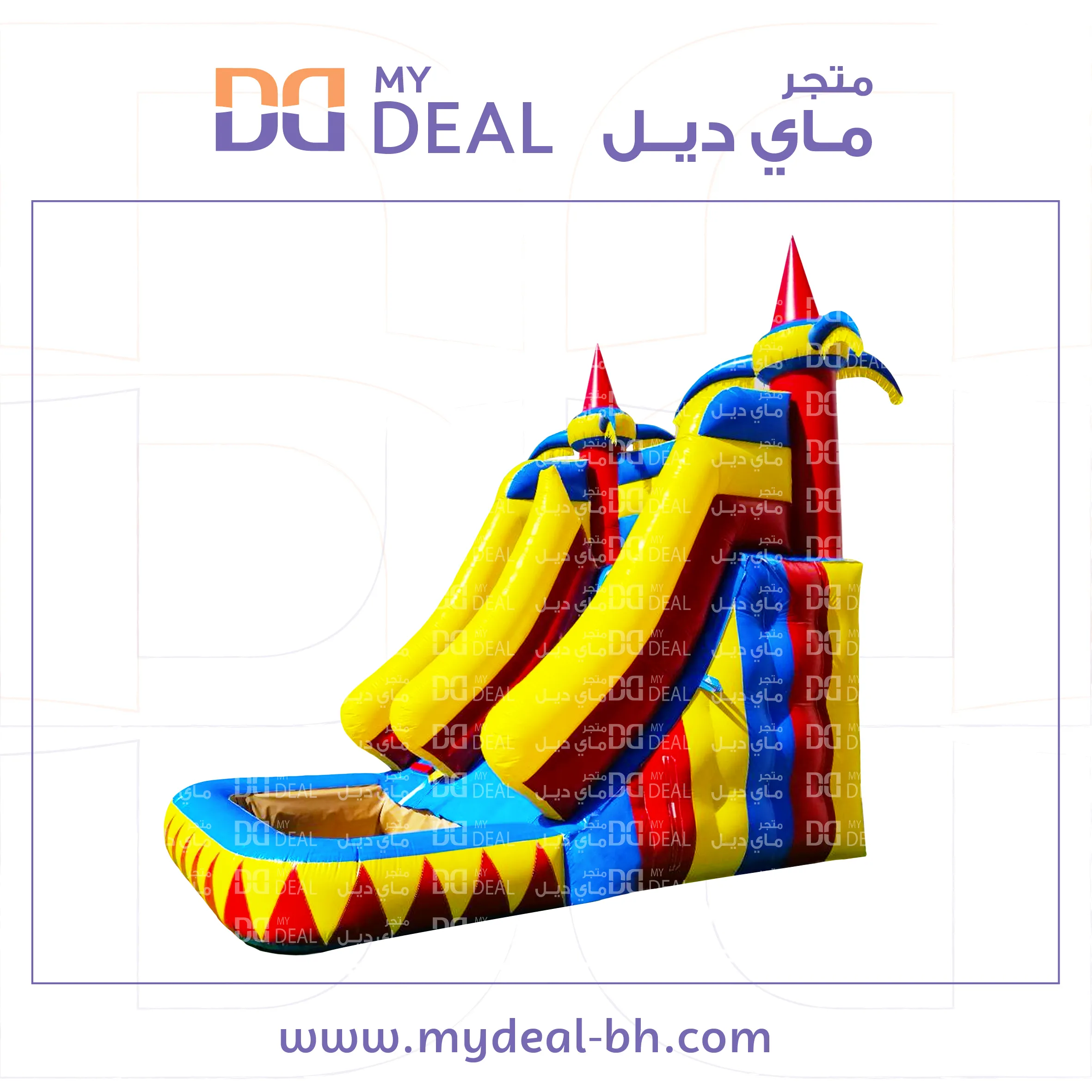 زحليقه مع مسبح مائي وسلم ومساكات يد واعمدة مشجرة 6×4×5 متر