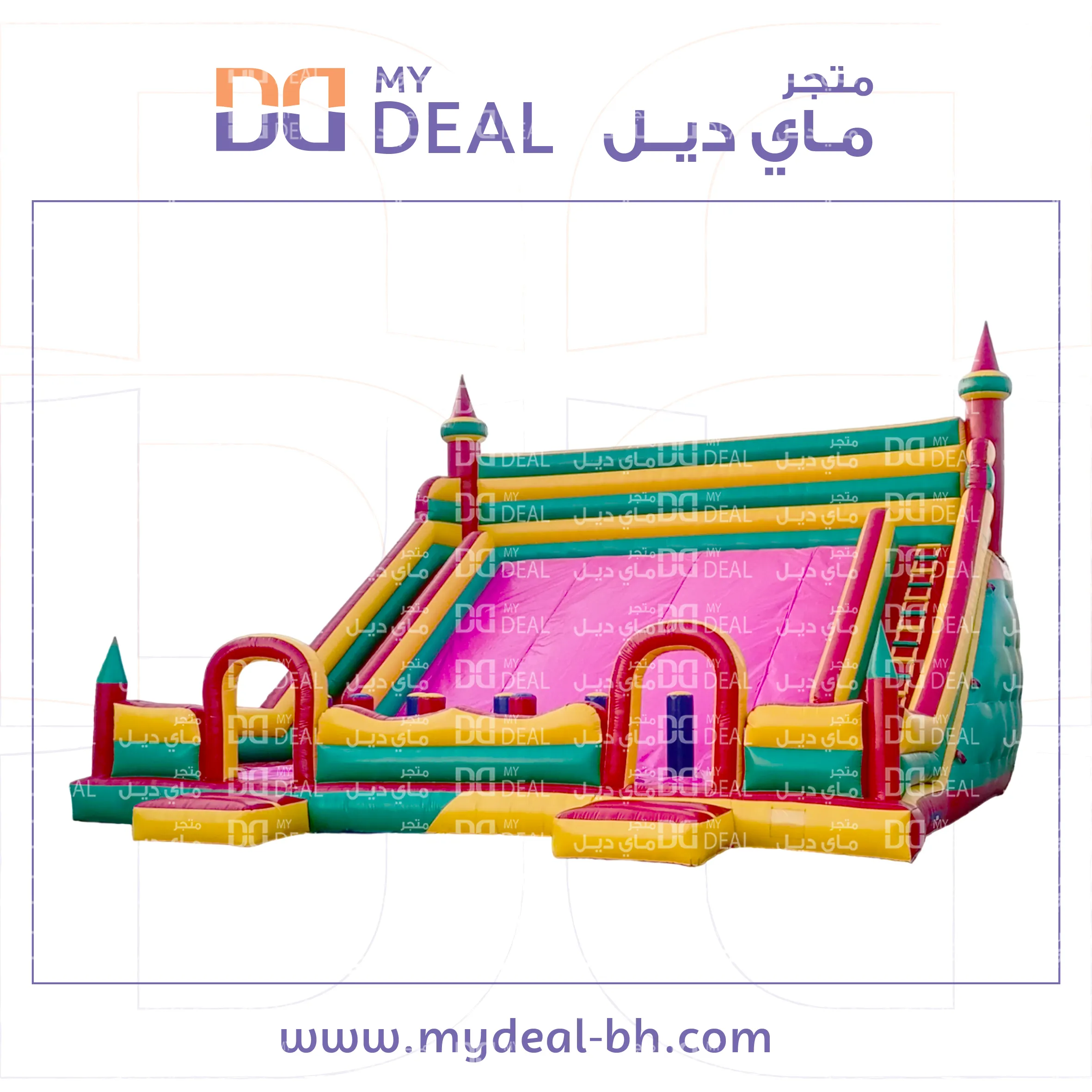 زحليقة هوائية عملاقة مع نطيطة وسلمين و متاهه 10* 10* 8 متر 